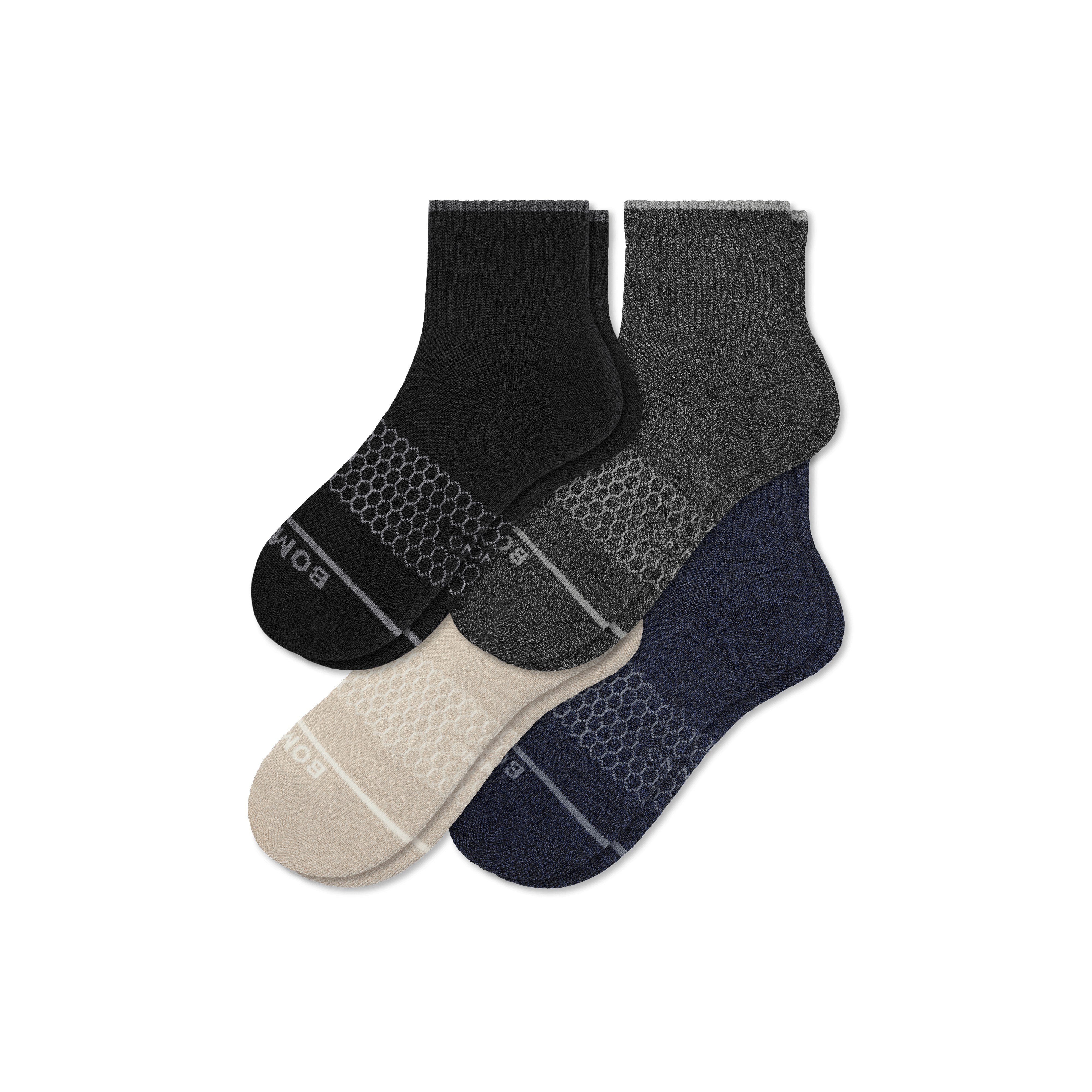 Bombas Merino Wool Blend Quarter Sock 4-pack In Dark Mix