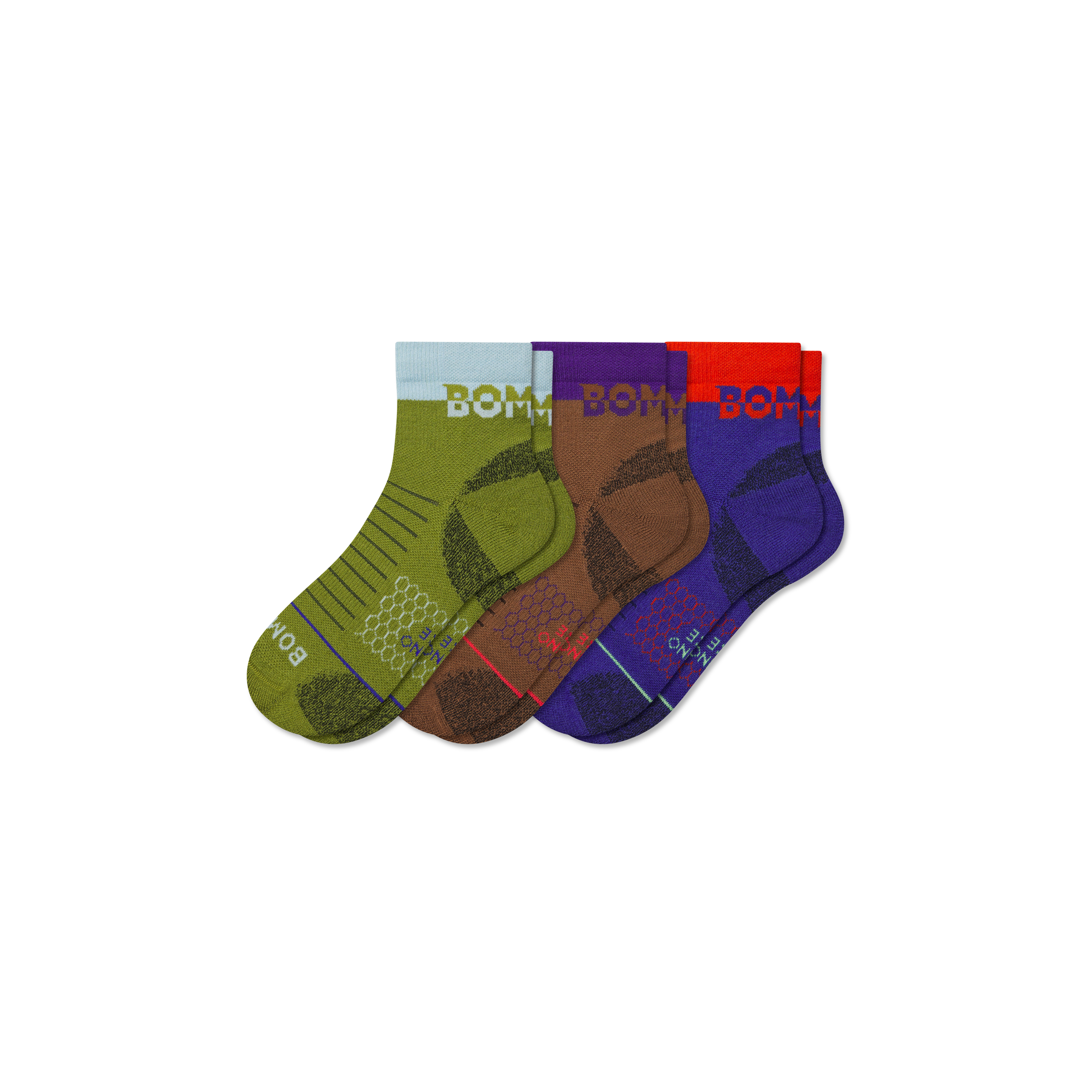 Bombas Merino Wool Blend Hiking Performance Quarter Sock 3-pack
