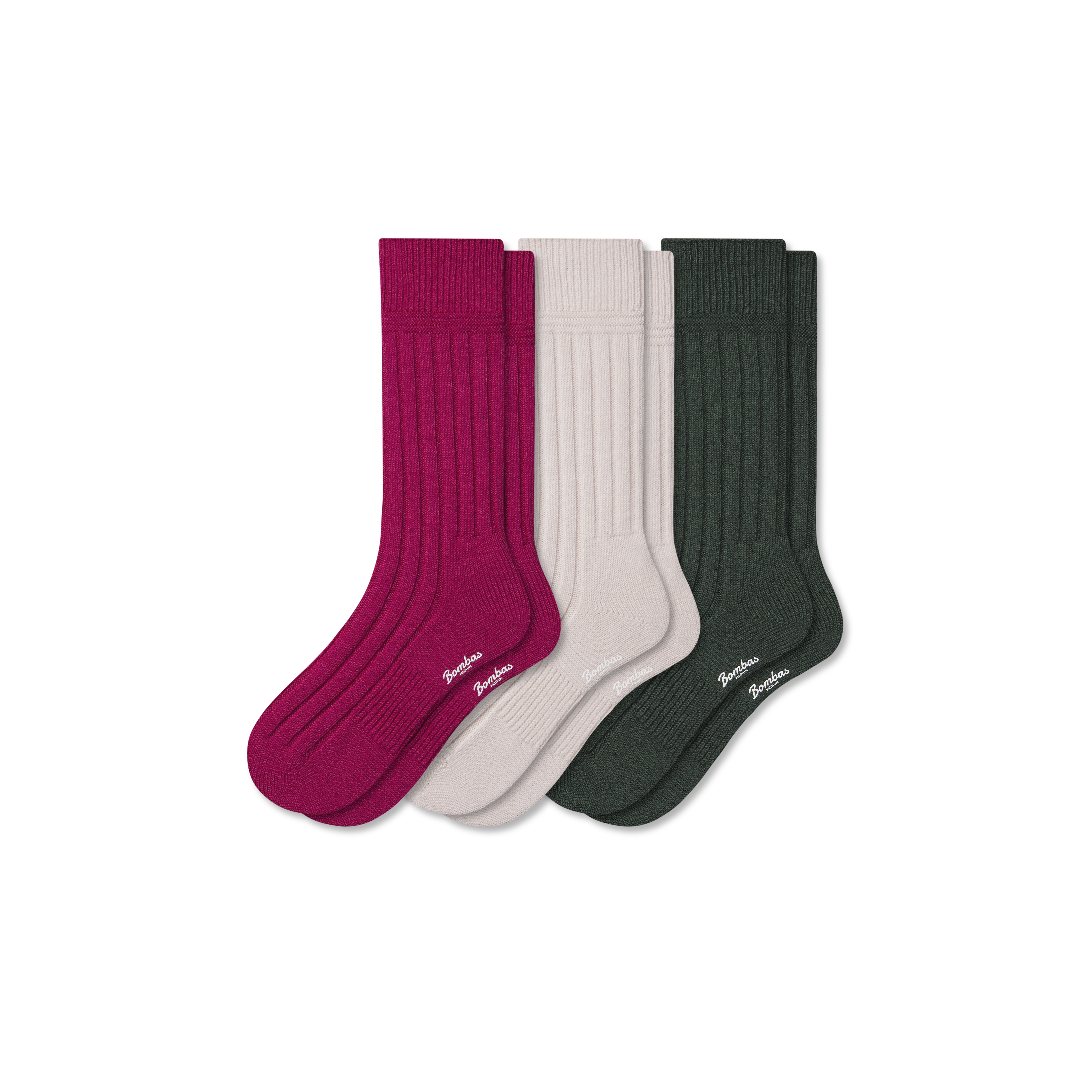 Bombas Merino Cashmere Blend Rib Calf Sock 3-pack In Multi