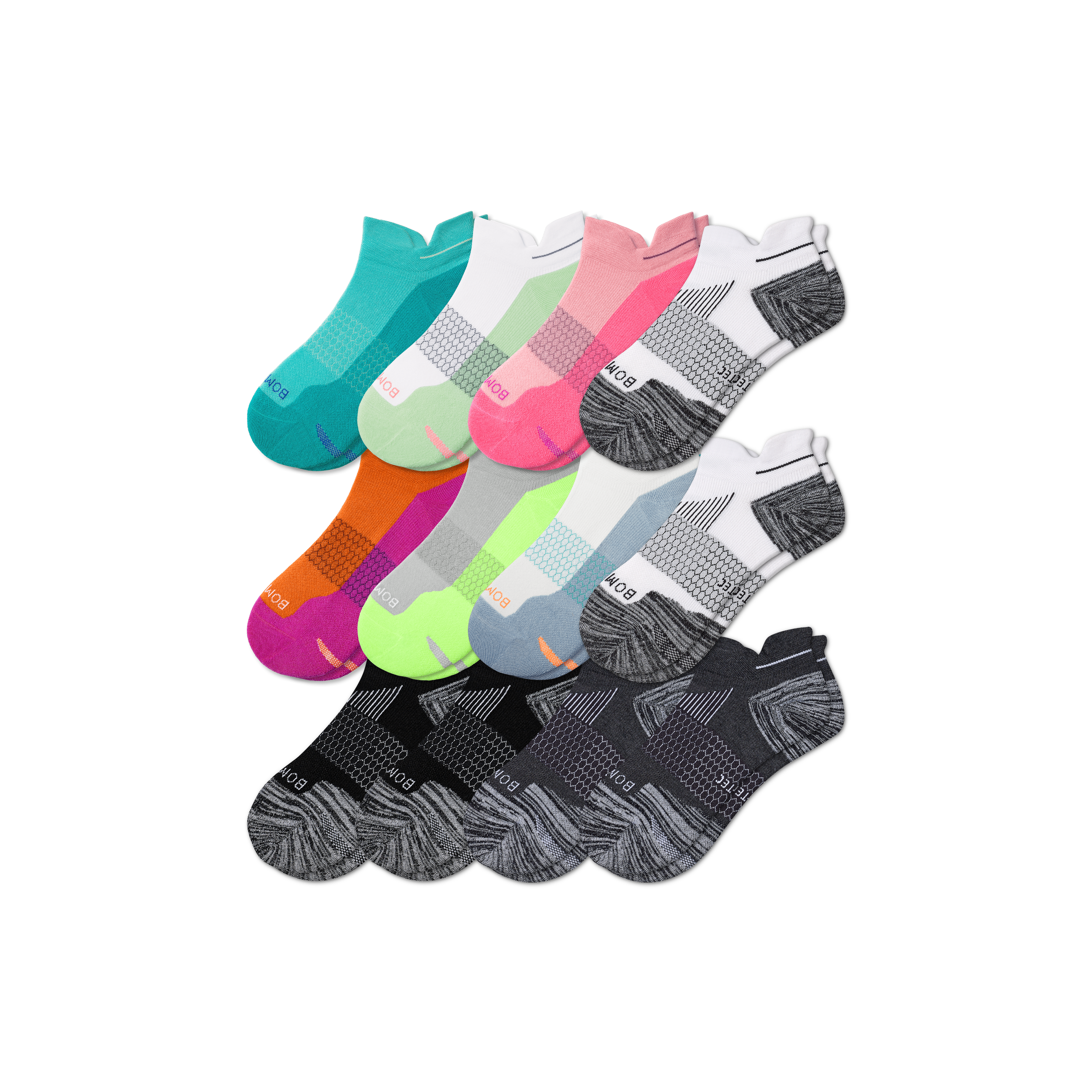 Bombas Running Ankle Sock 12-pack In Spearmint Mix