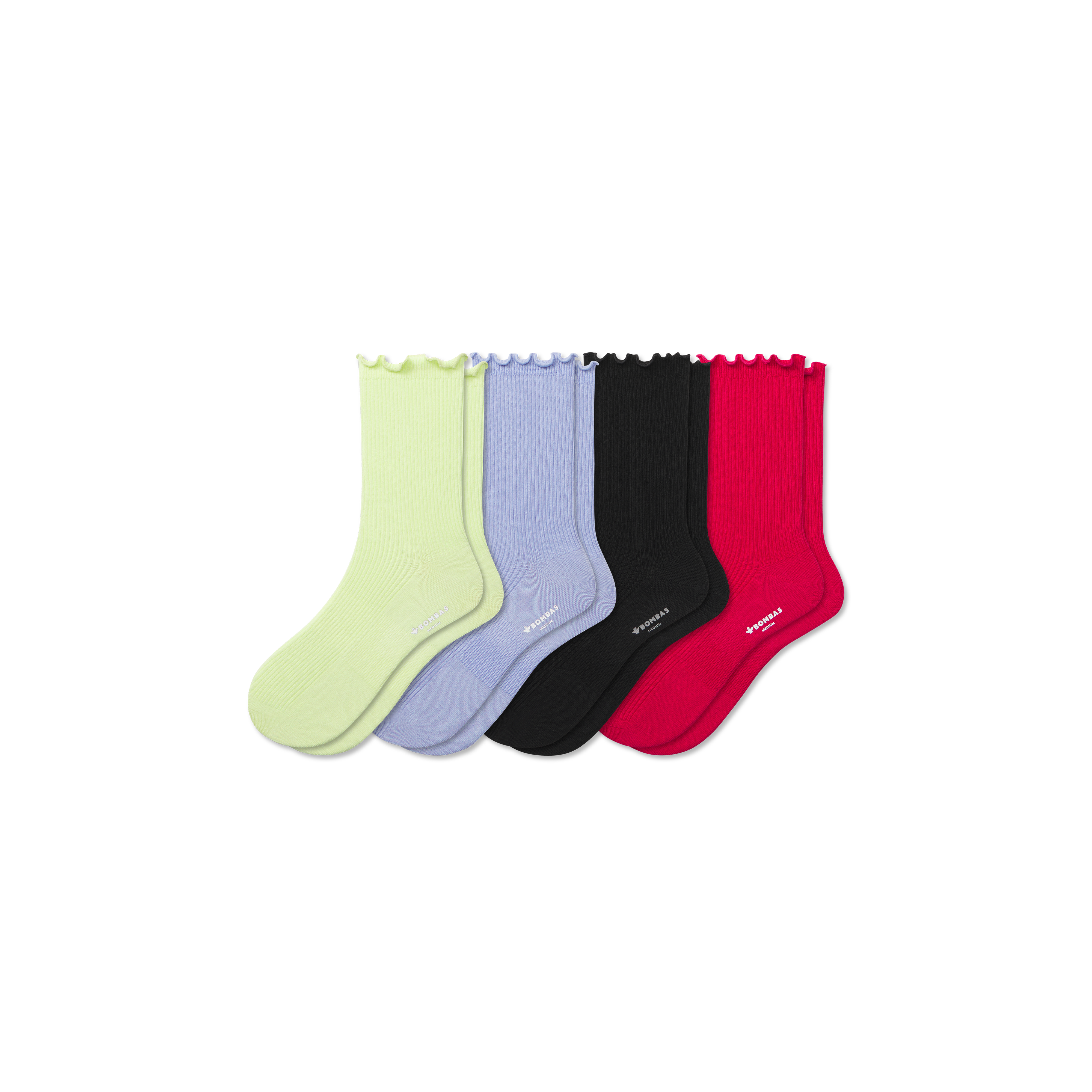 Bombas Ruffle Rib Half Calf Sock 4-pack In Red Blue Mix