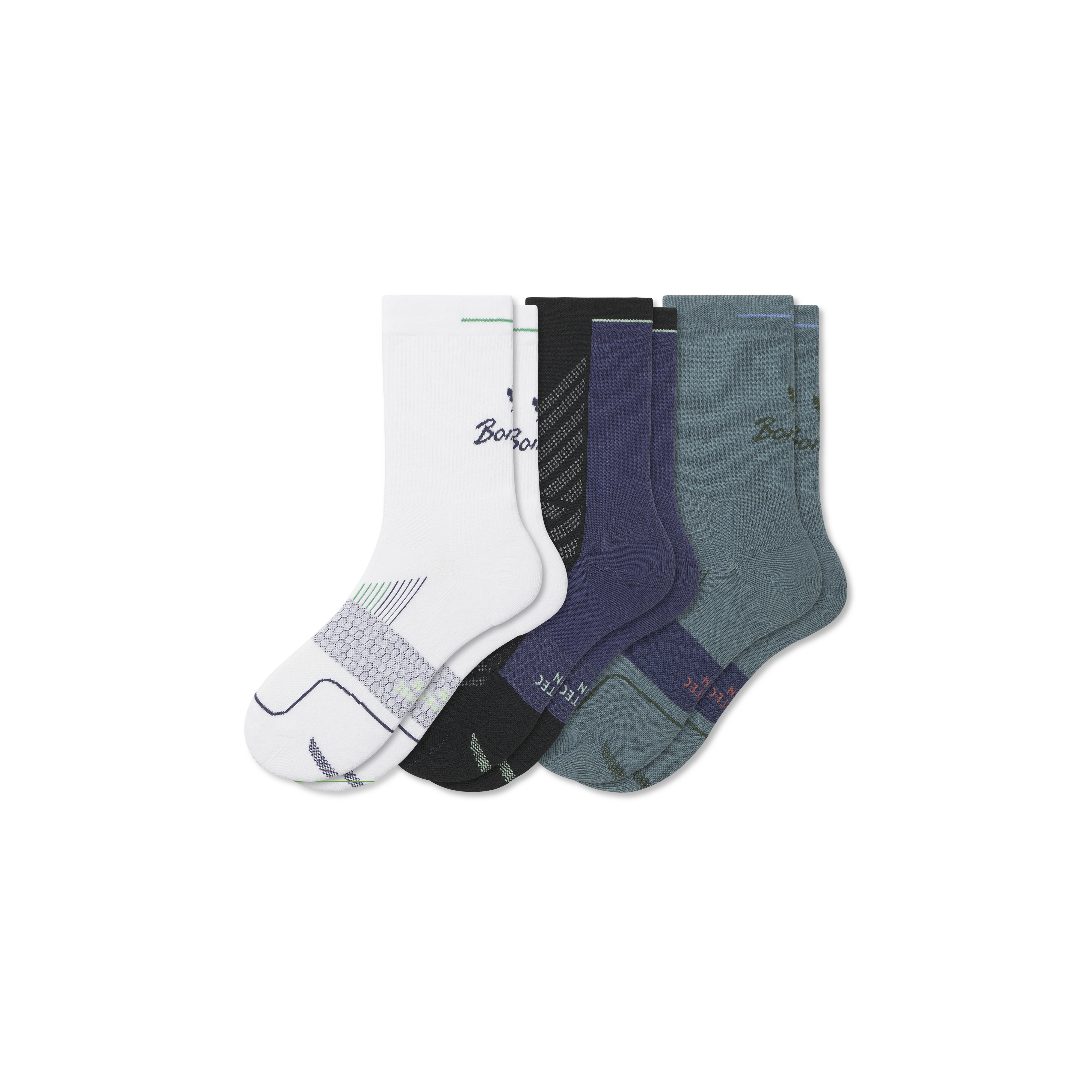 Bombas Running Half Calf Sock 3-pack In Black Surf Mix