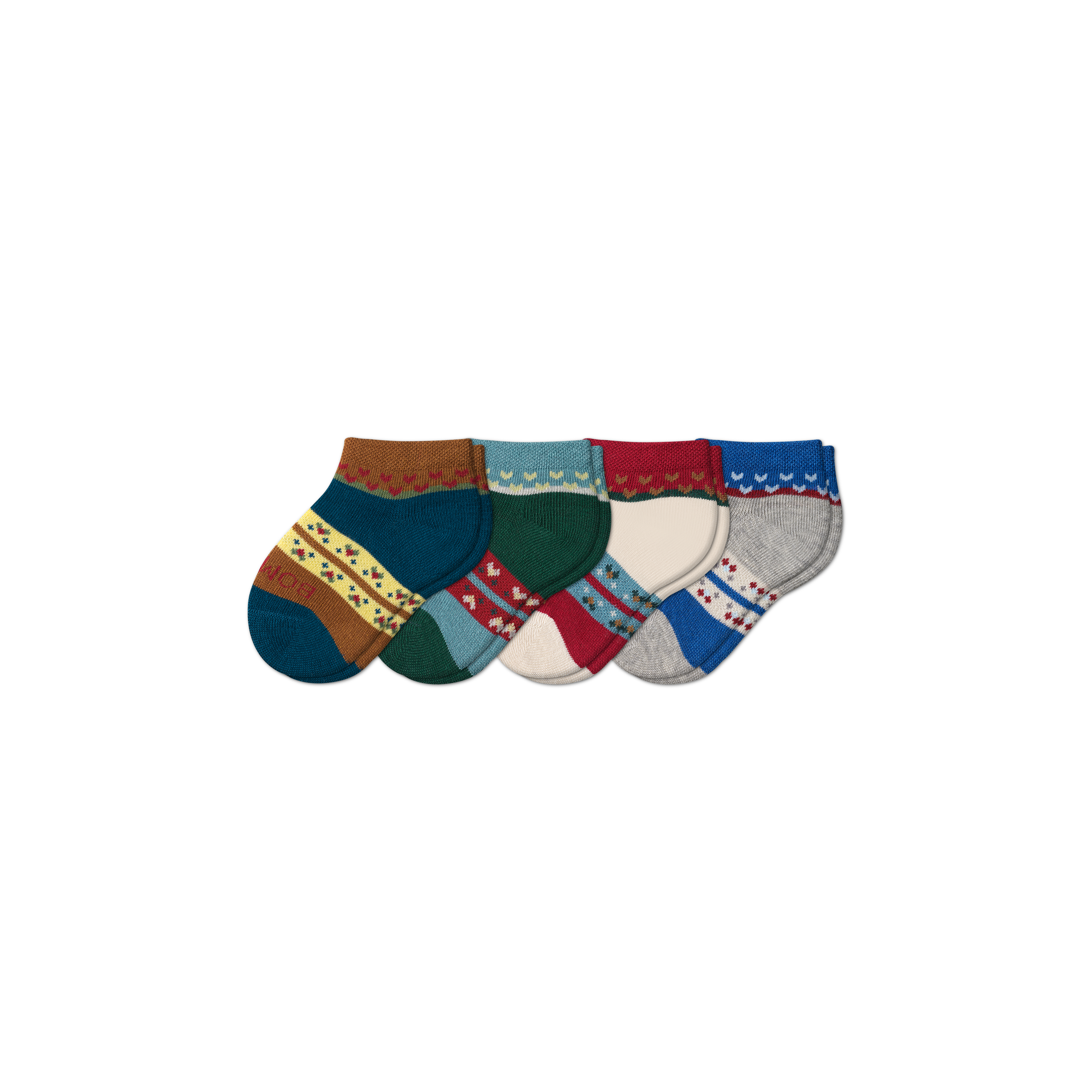 Bombas Toddler Lightweight Ankle Sock 4-pack In Bluebird Red Mix