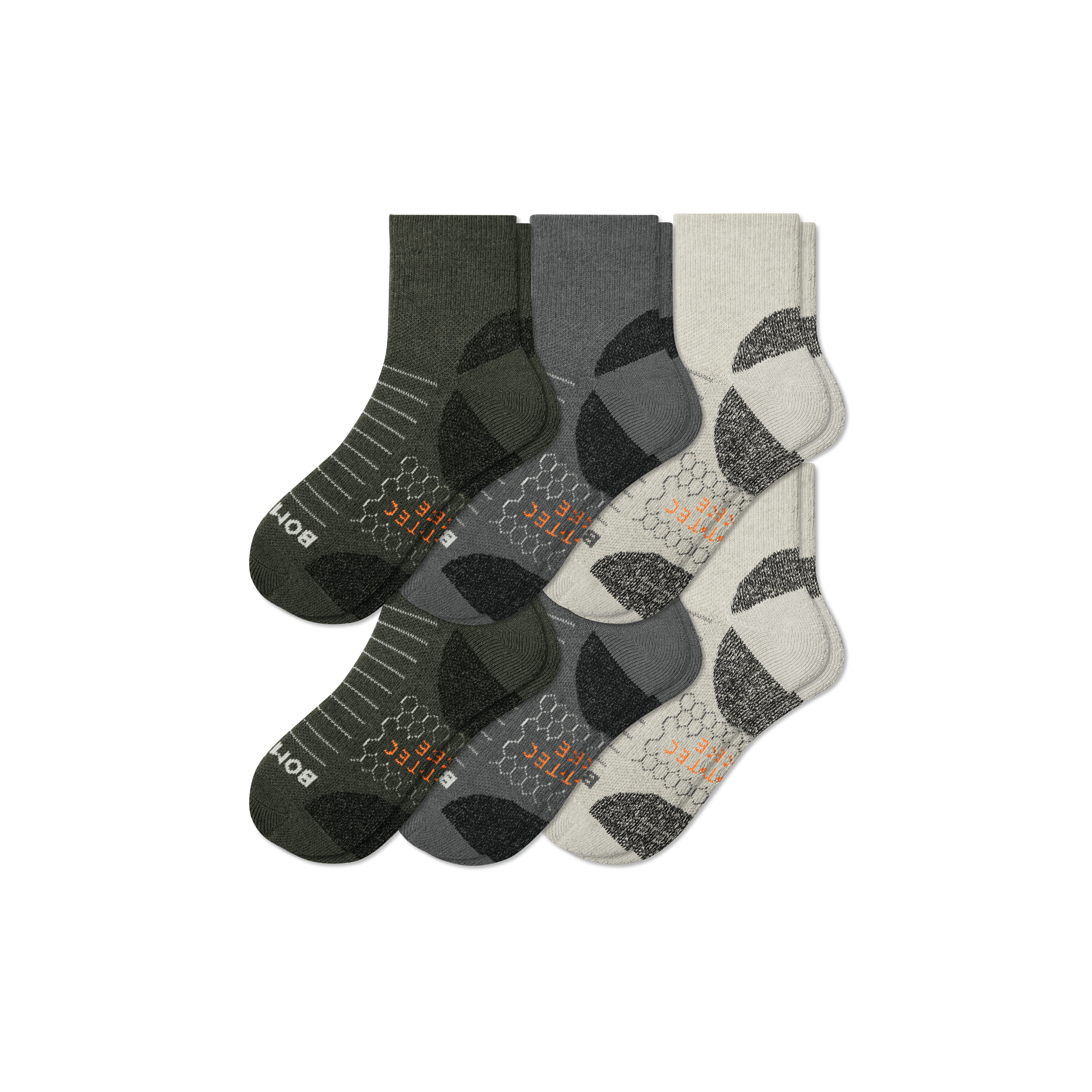Bombas Hiking Performance Quarter Sock 6-pack In Shades