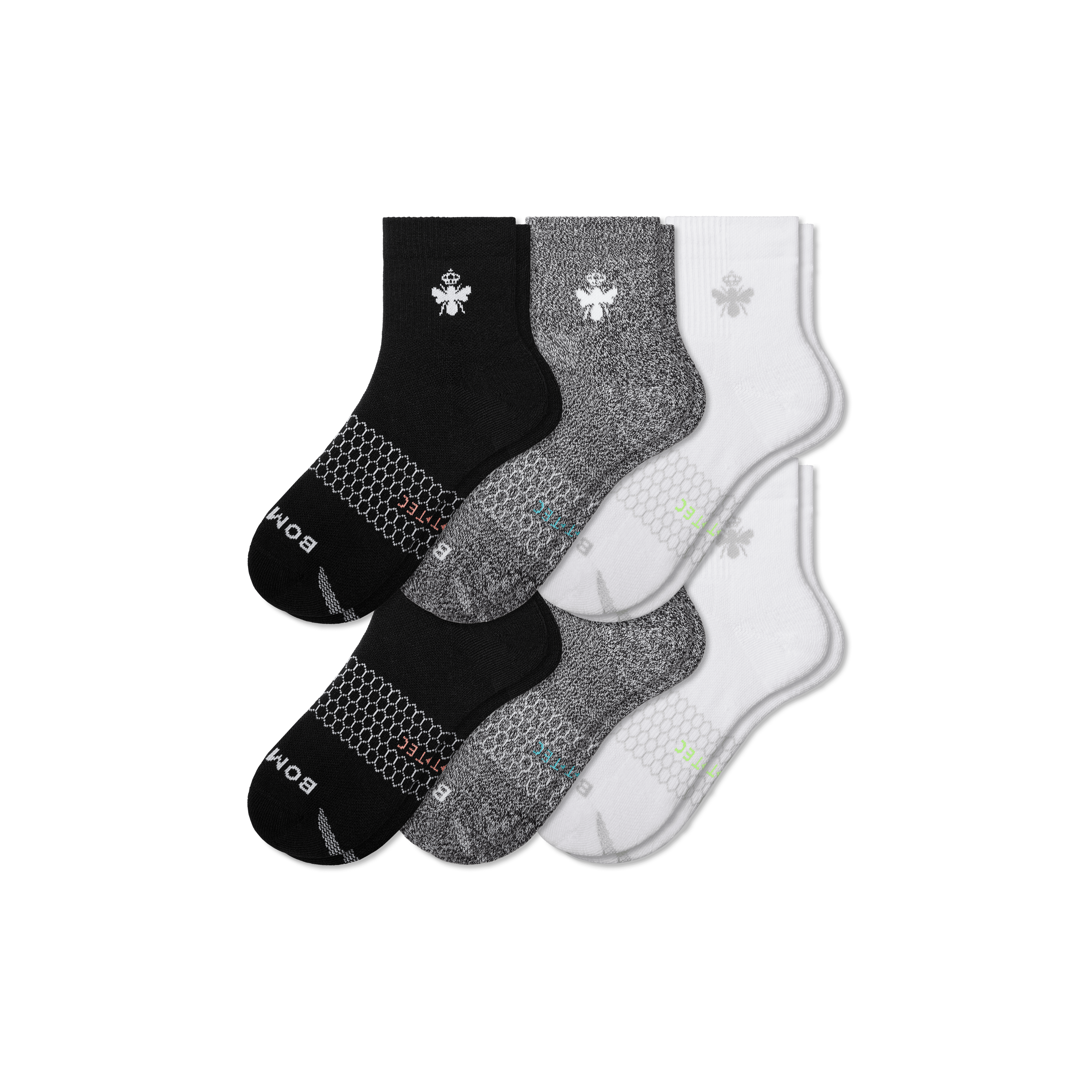 Bombas All-purpose Performance Quarter Sock 6-pack In Mixed