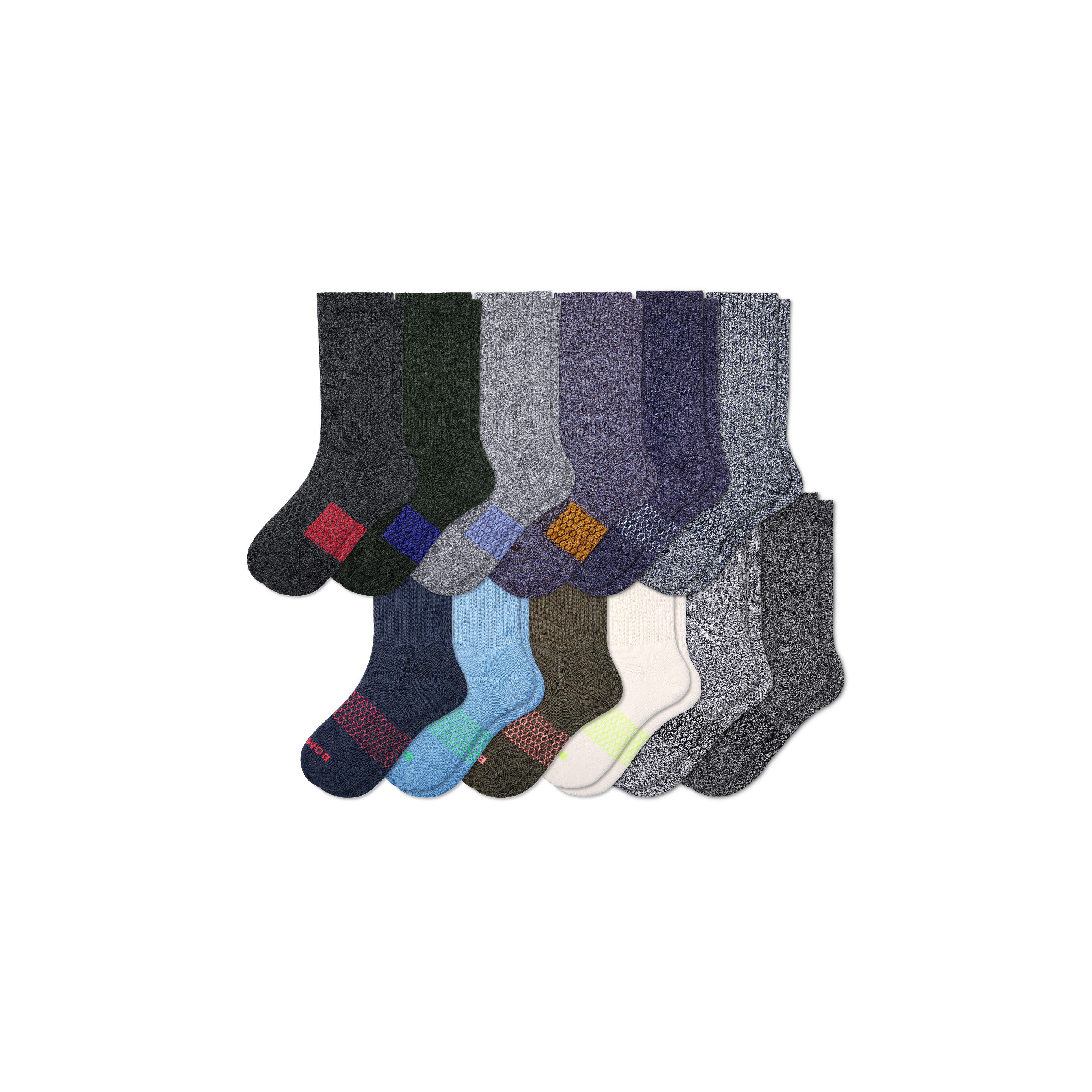 Bombas Calf Sock 12-pack In Marls Solids Mix