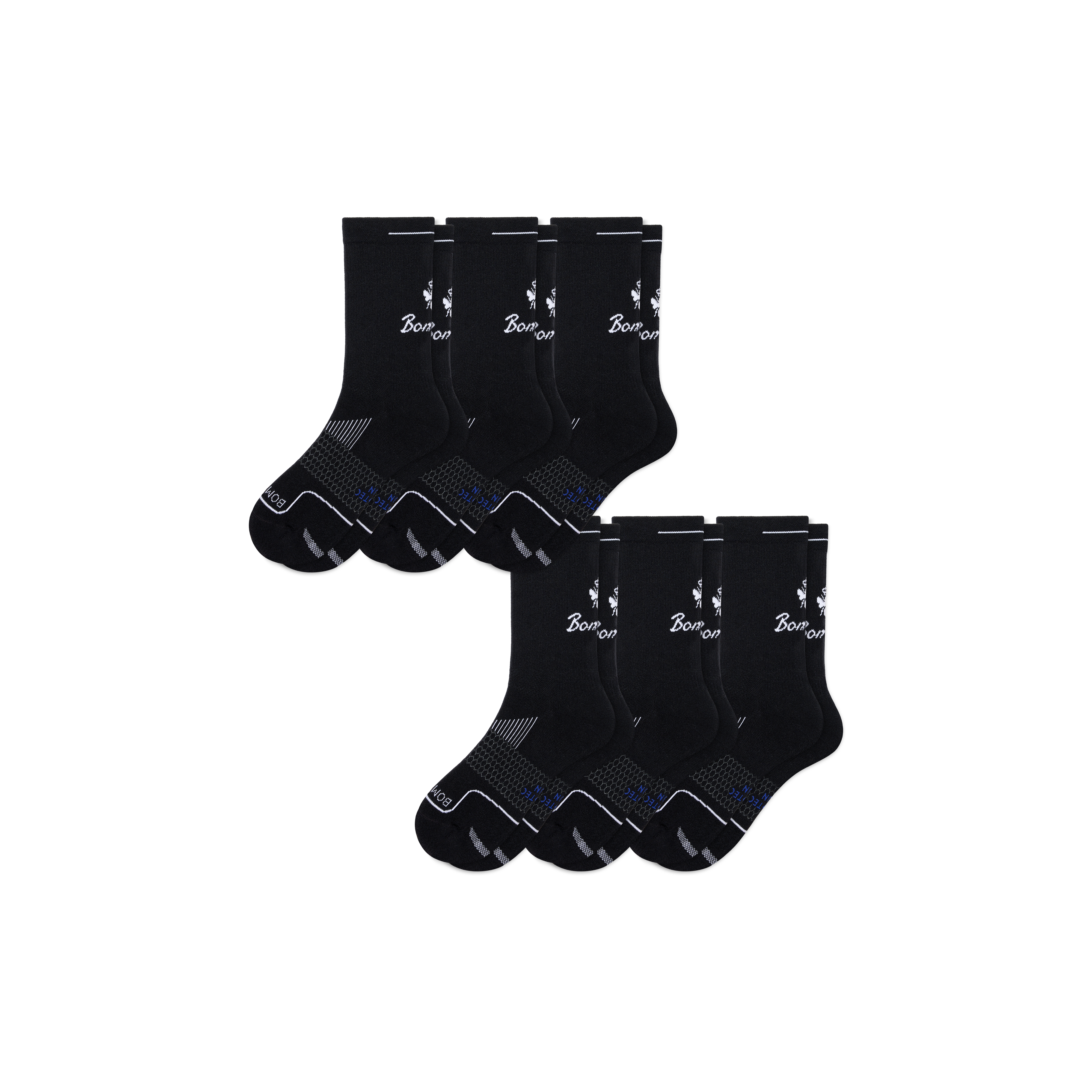 Bombas Running Half Calf Sock 6-pack In Black Cobalt