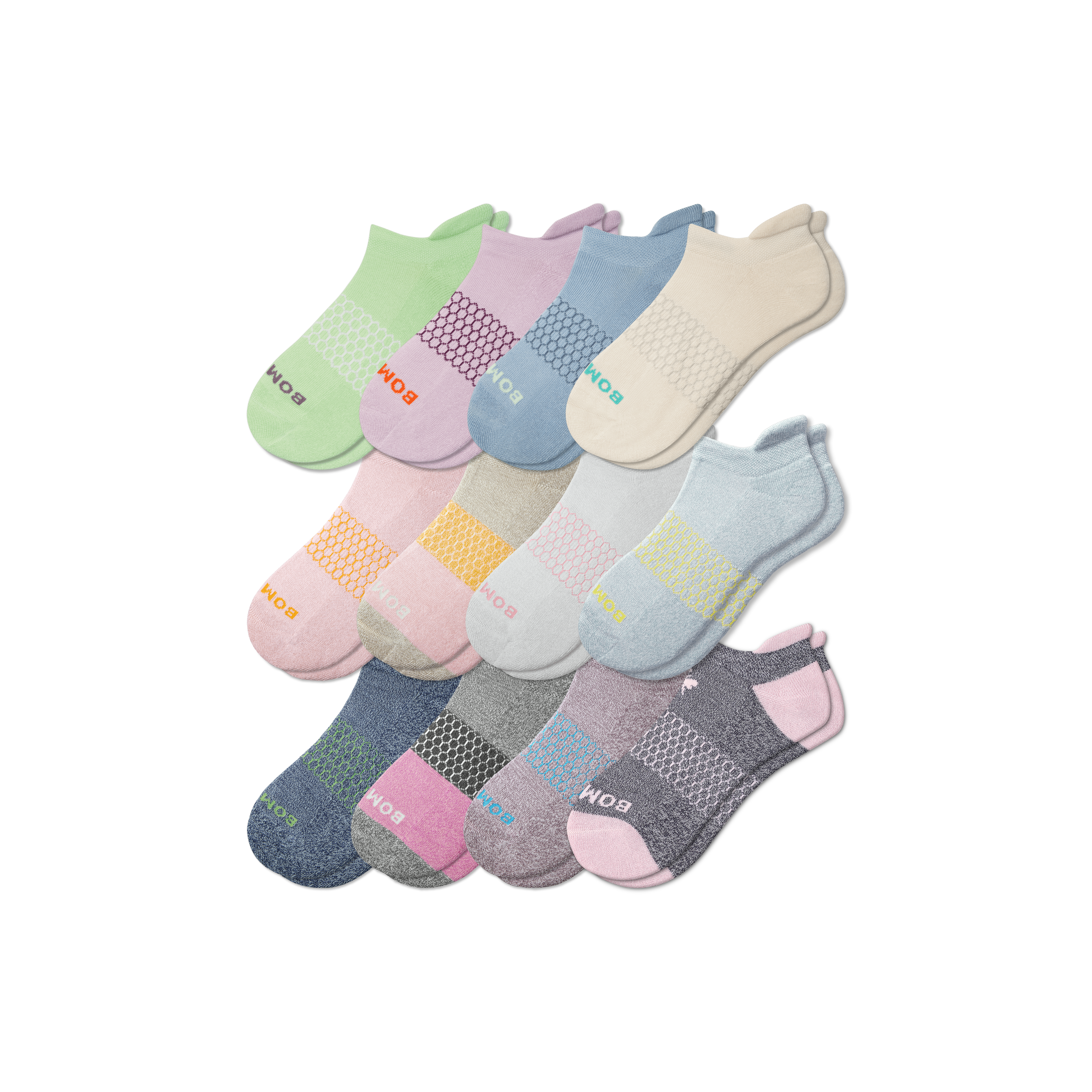 Shop Bombas Ankle Sock 12-pack In Spearmint Solids Mixed