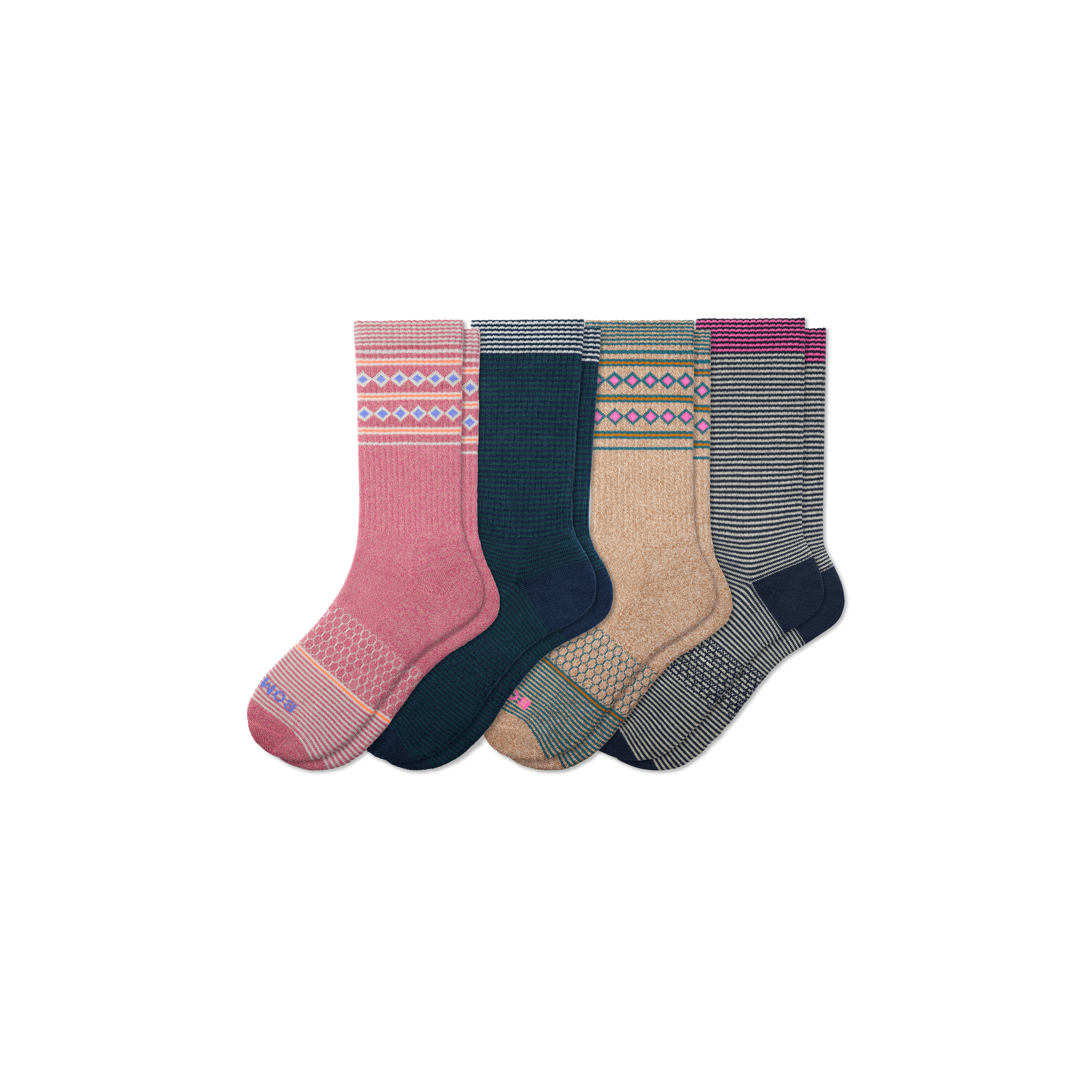 Bombas Holiday Calf Sock 4-pack In Twine Mulberry Mix