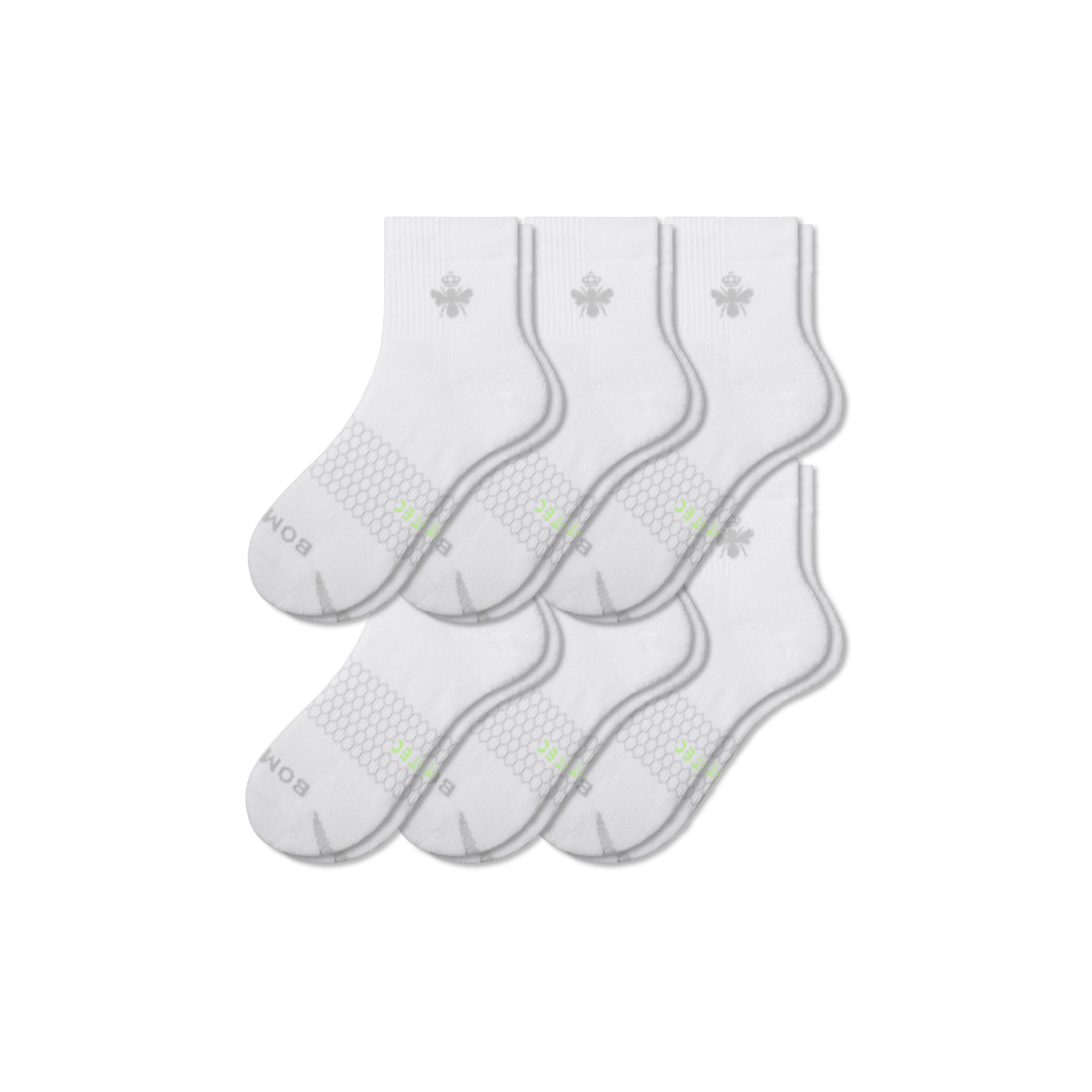 Bombas All-purpose Performance Quarter Sock 6-pack In White