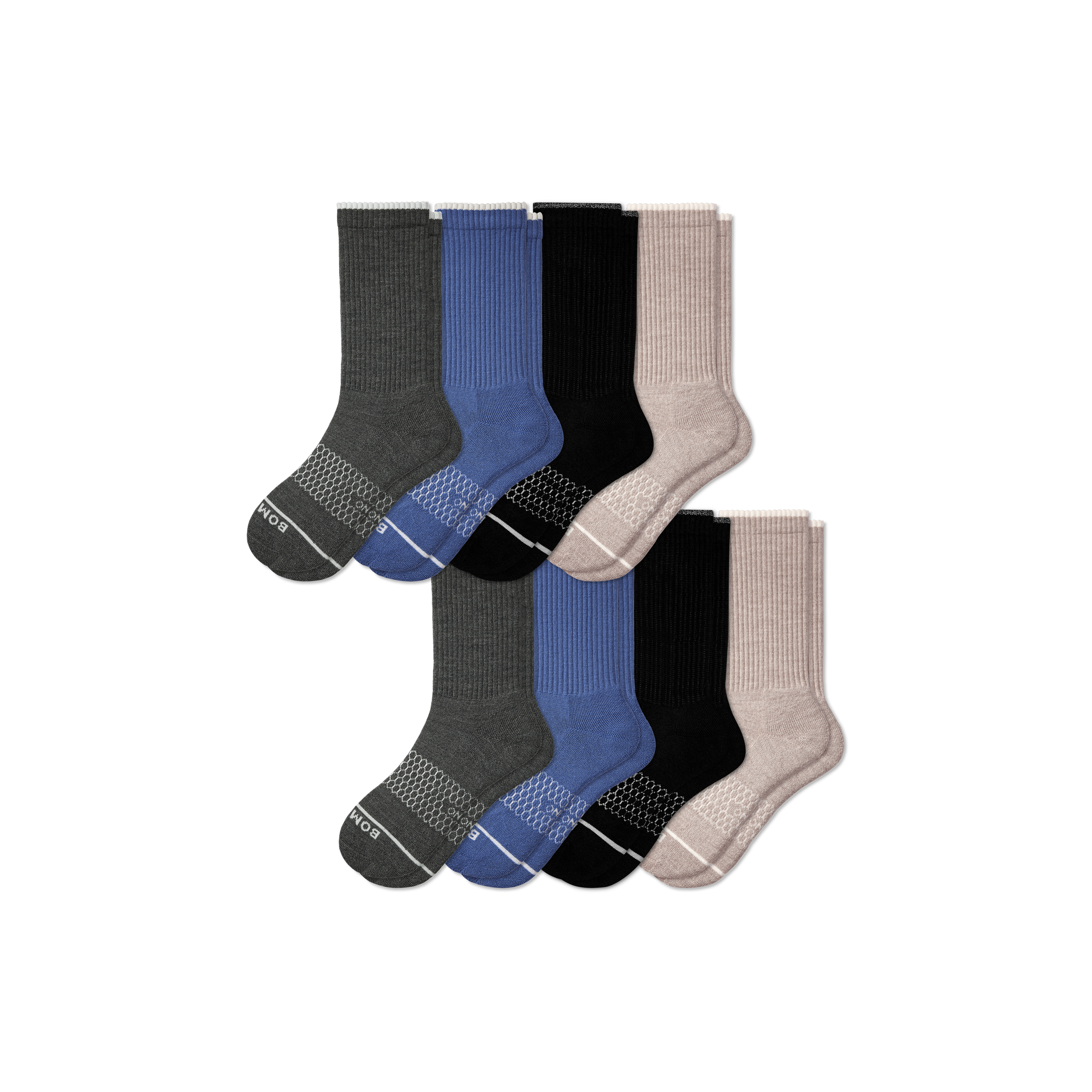 Bombas Merino Wool Blend Calf Sock 8-pack In Blue Olive Mix