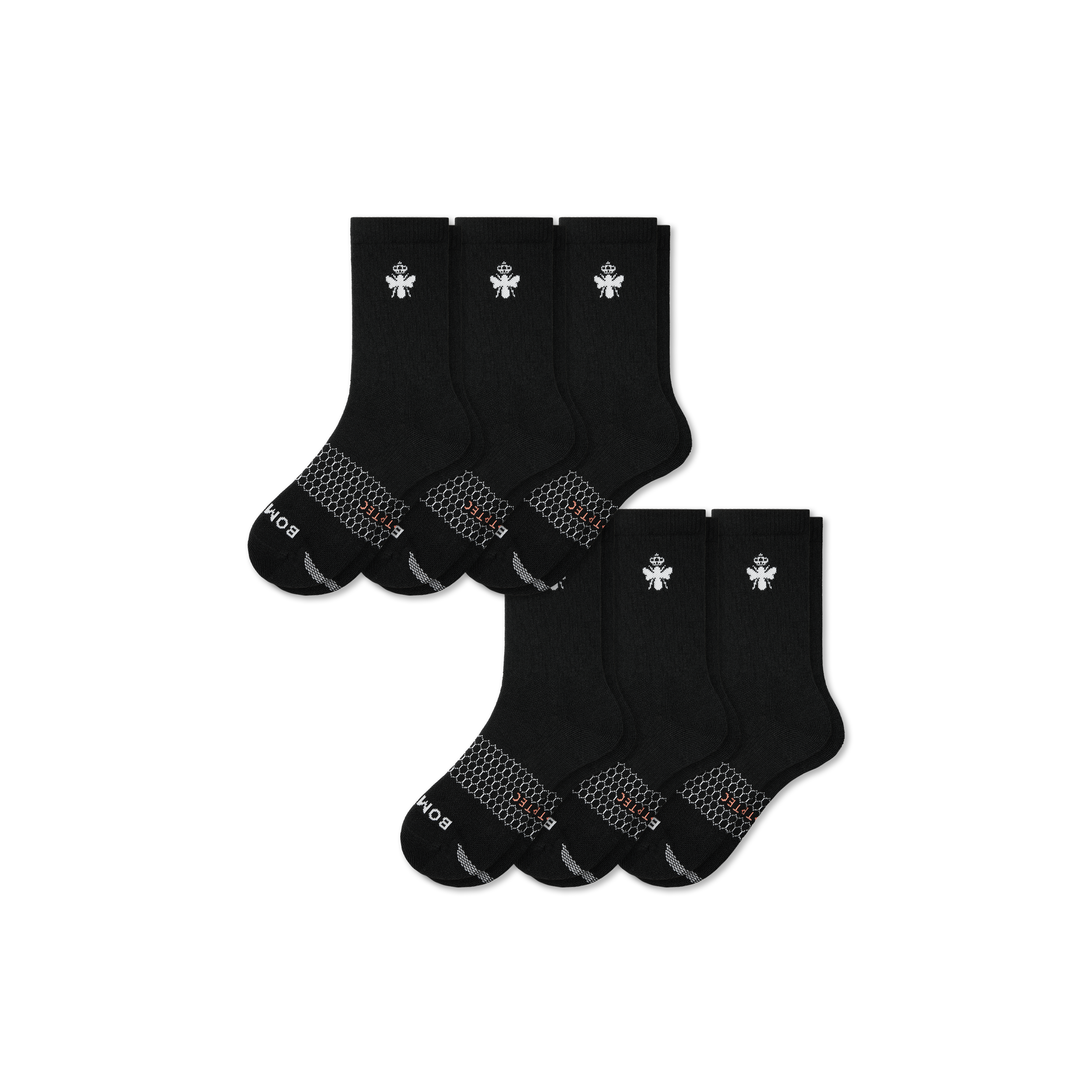 Shop Bombas All-purpose Performance Calf Sock 6-pack In Black Bee
