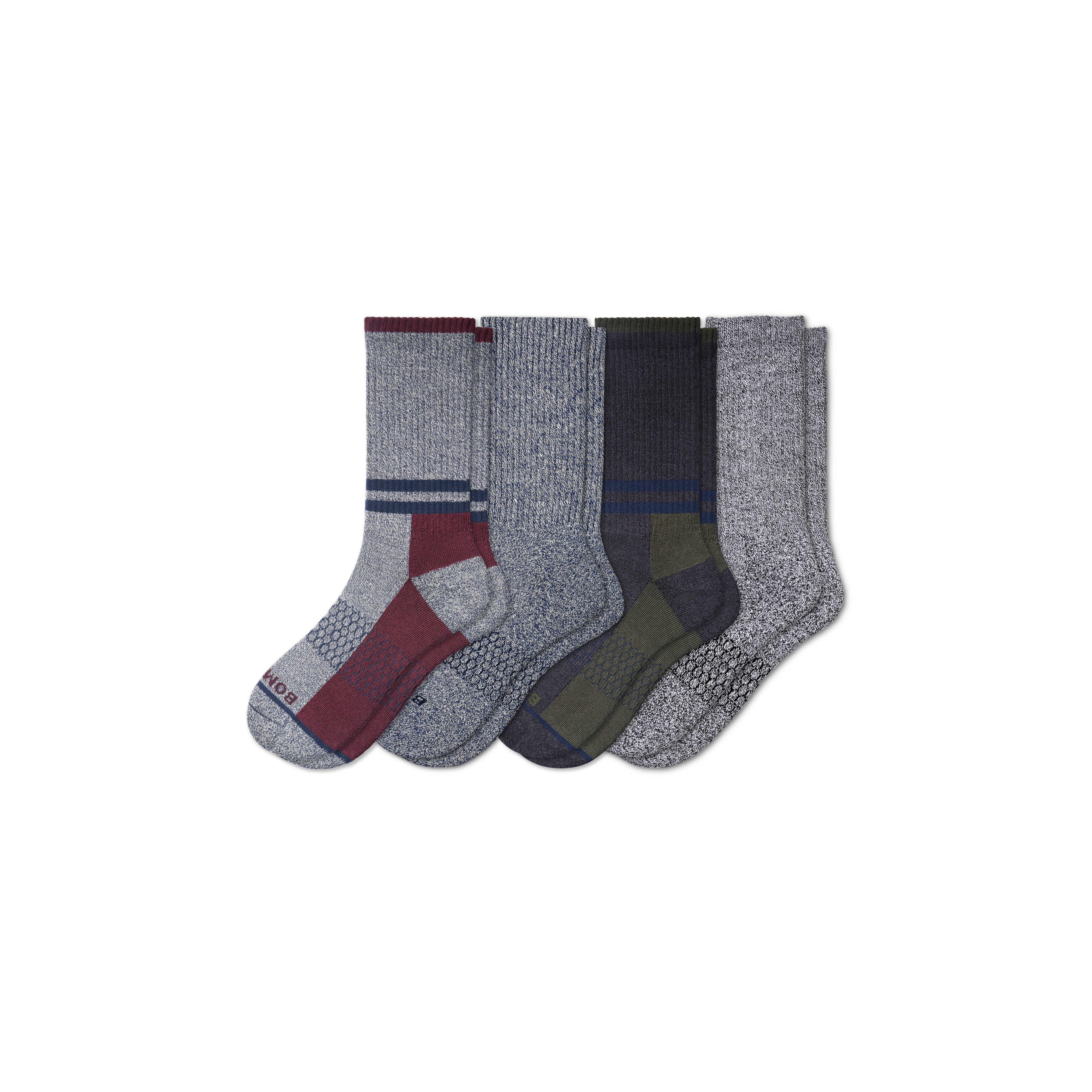 Bombas Stripes Calf Sock 4-pack In Husk Marls Mix