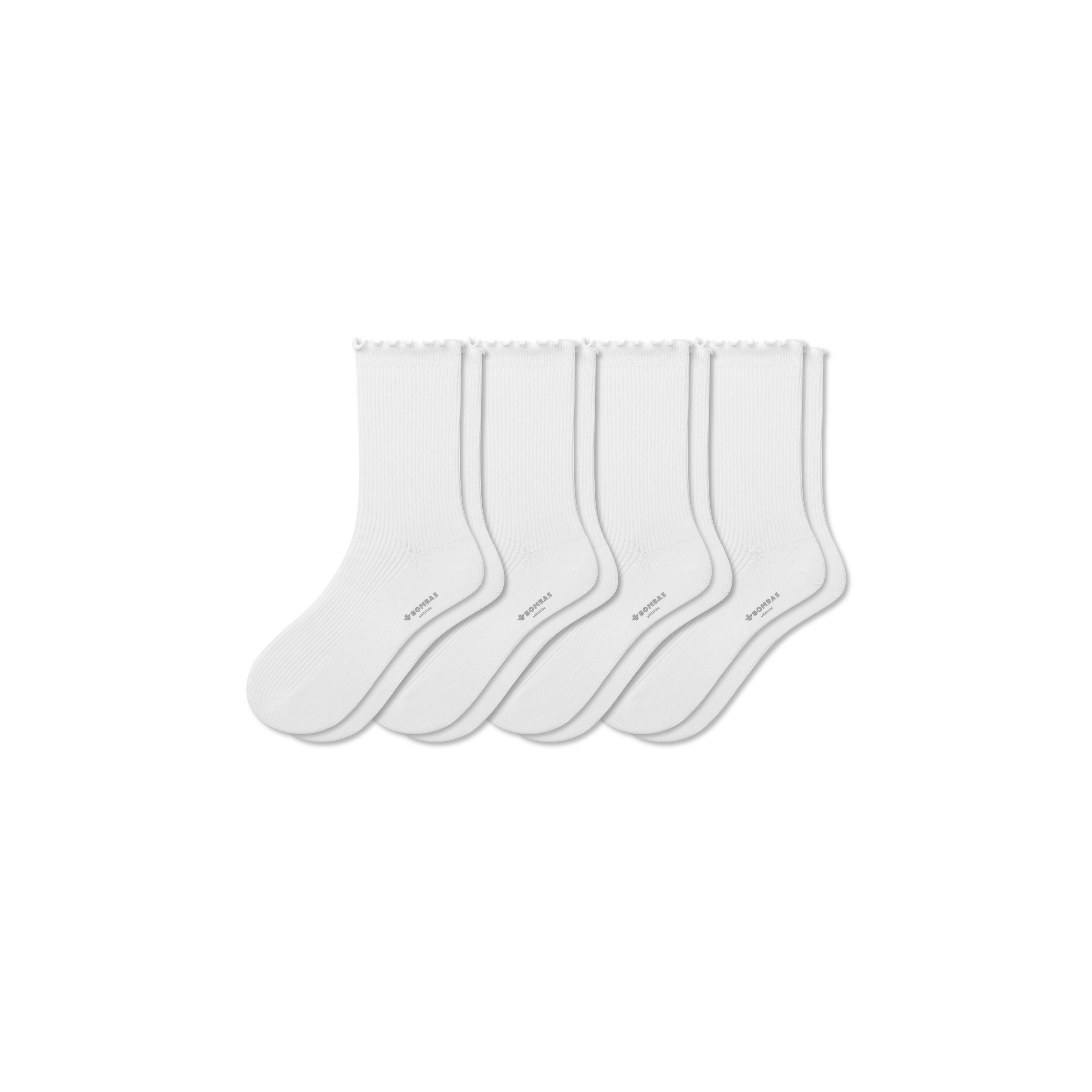 Bombas Ruffle Rib Half Calf Sock 4-pack In White