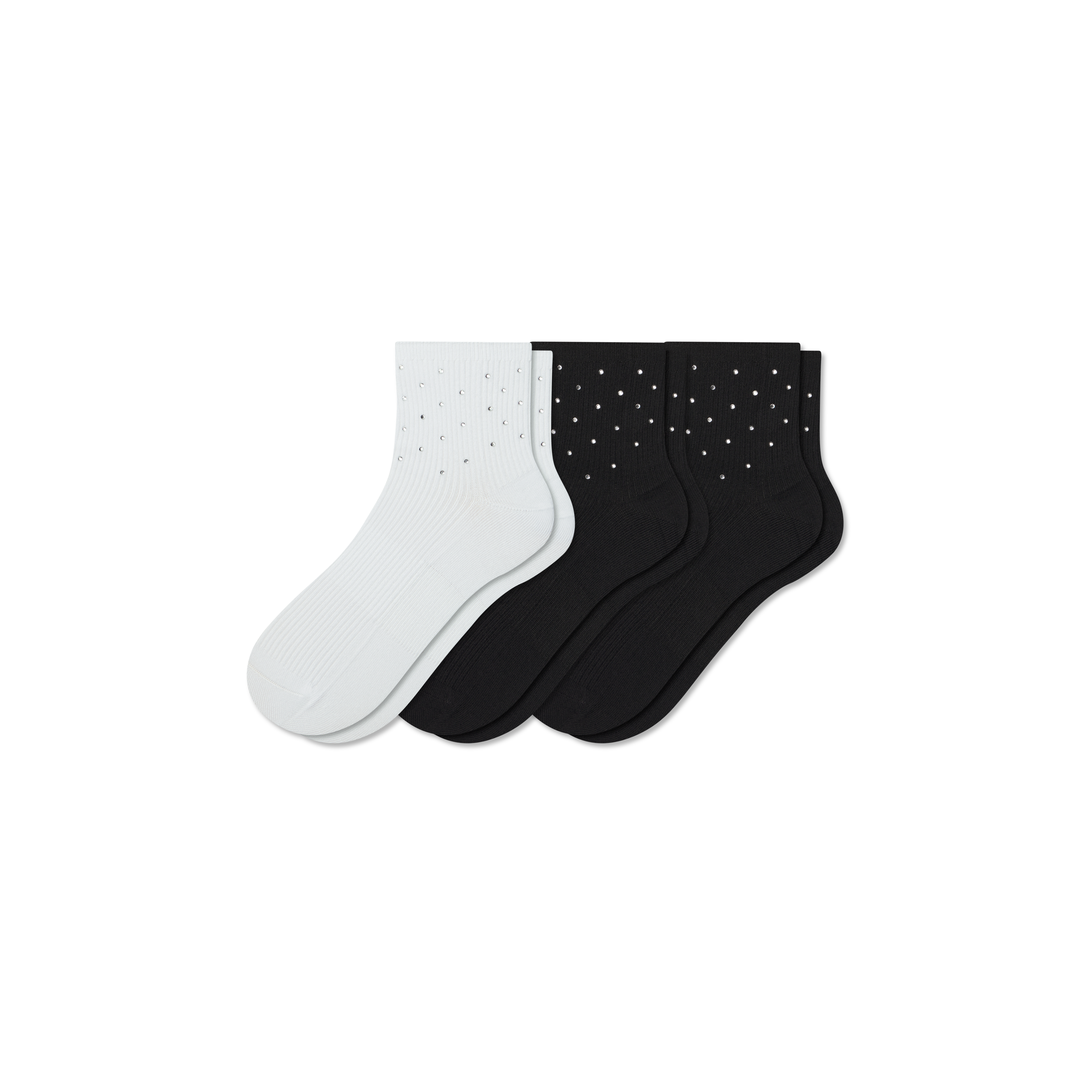 Bombas Rhinestone Rib Quarter Sock 3-pack