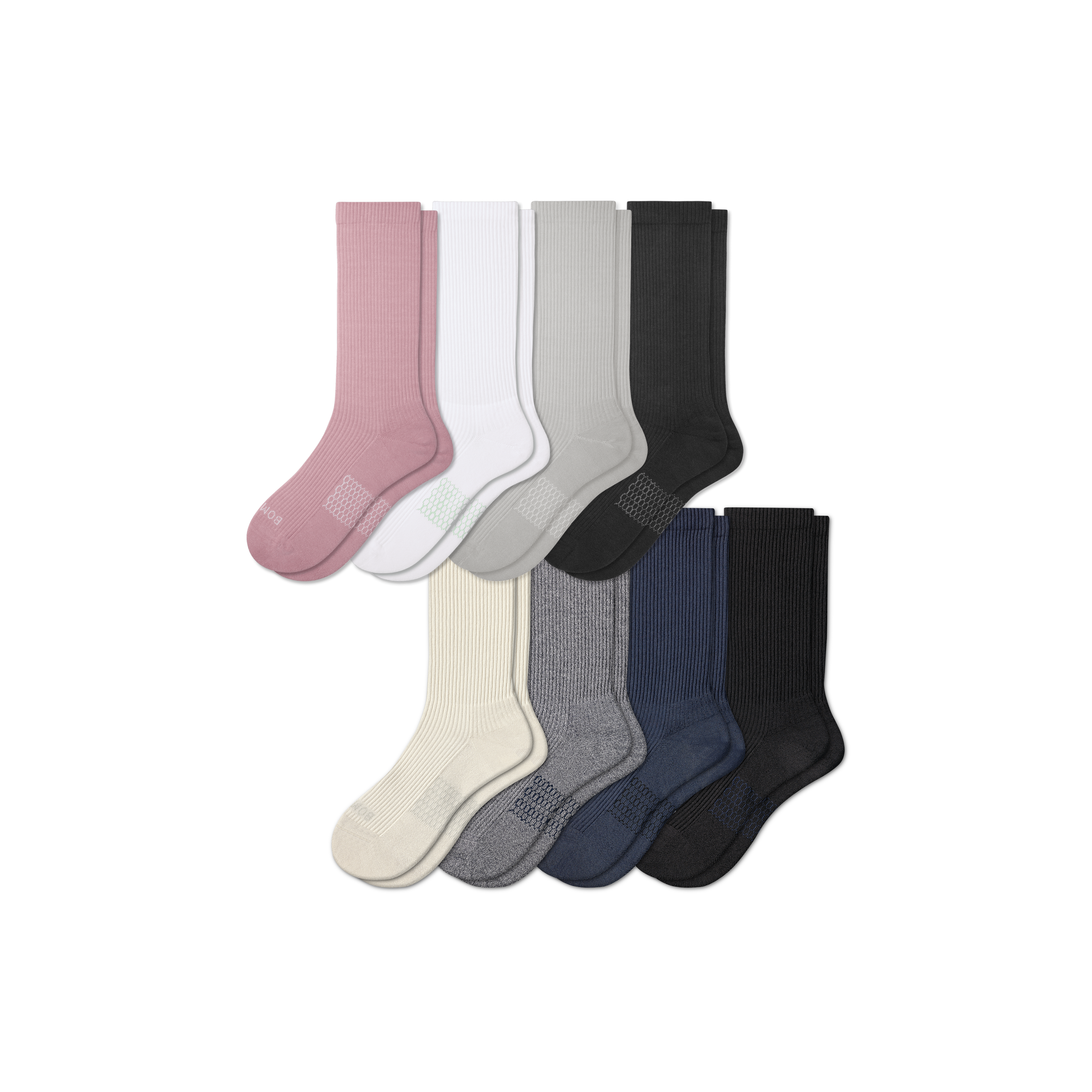 Bombas Modern Rib Calf Sock 8-pack In Spanish Rose Solids Mix