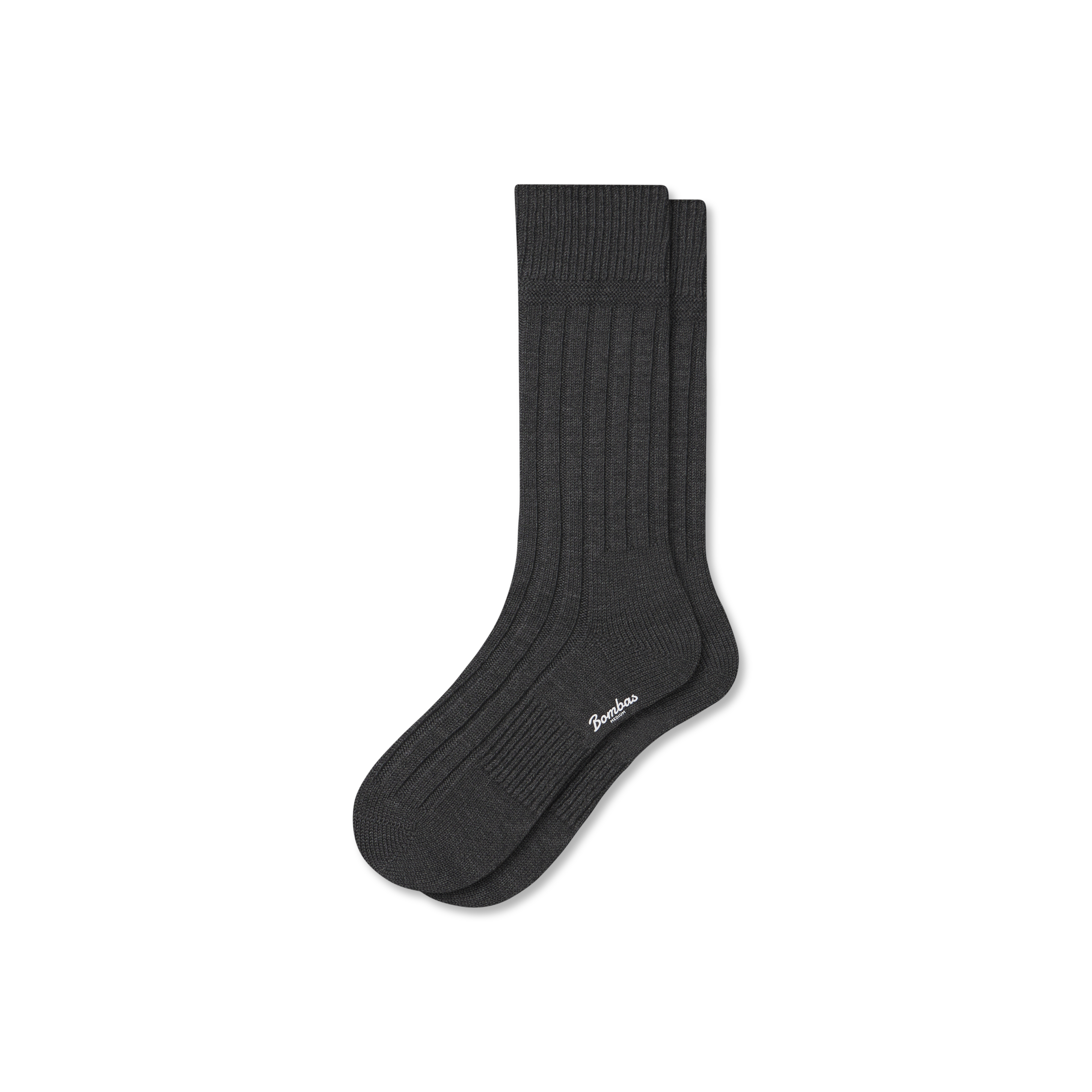 Bombas Merino Cashmere Blend Rib Calf Socks In Gray