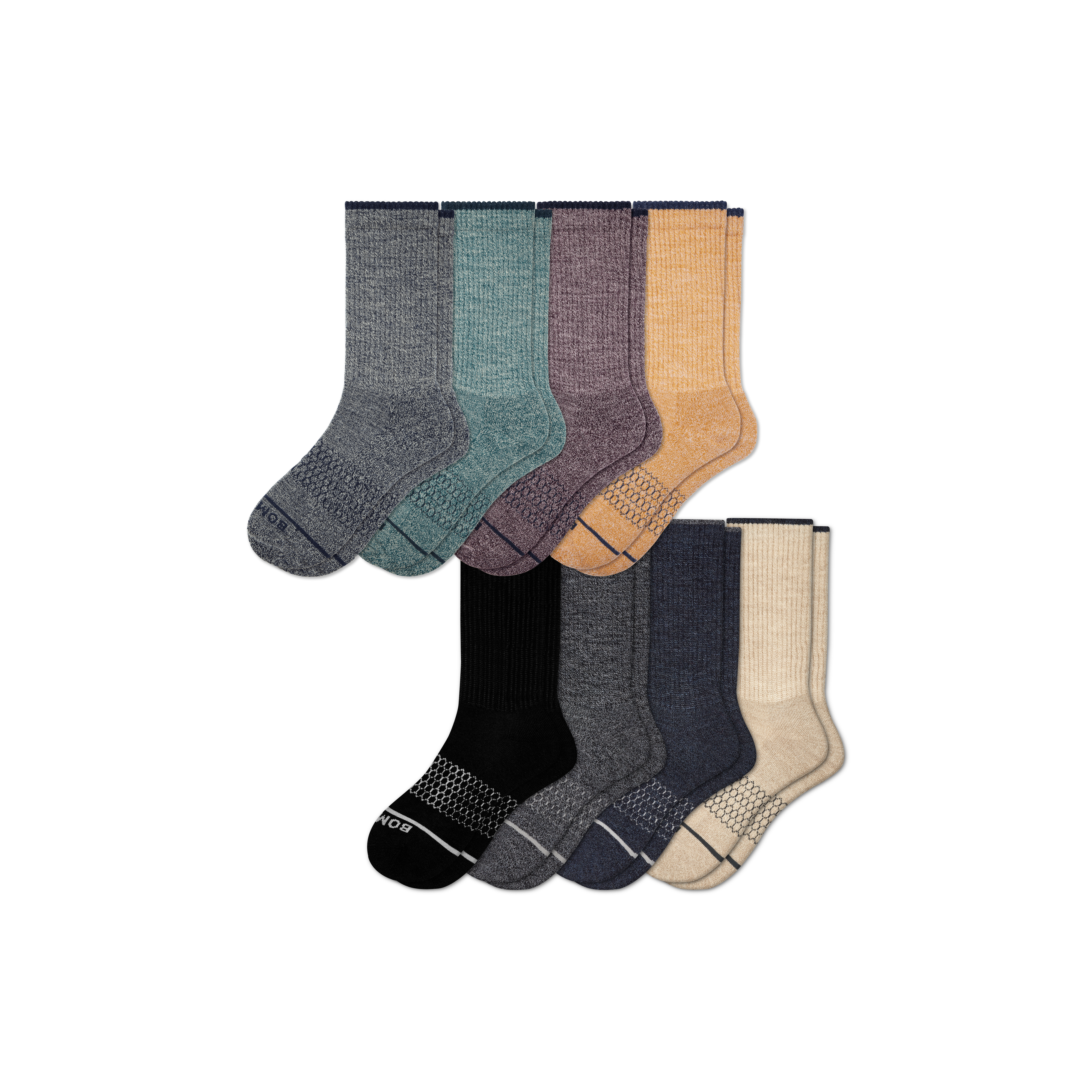 Bombas Merino Wool Blend Calf Sock 8-pack In Navy Teal Mix