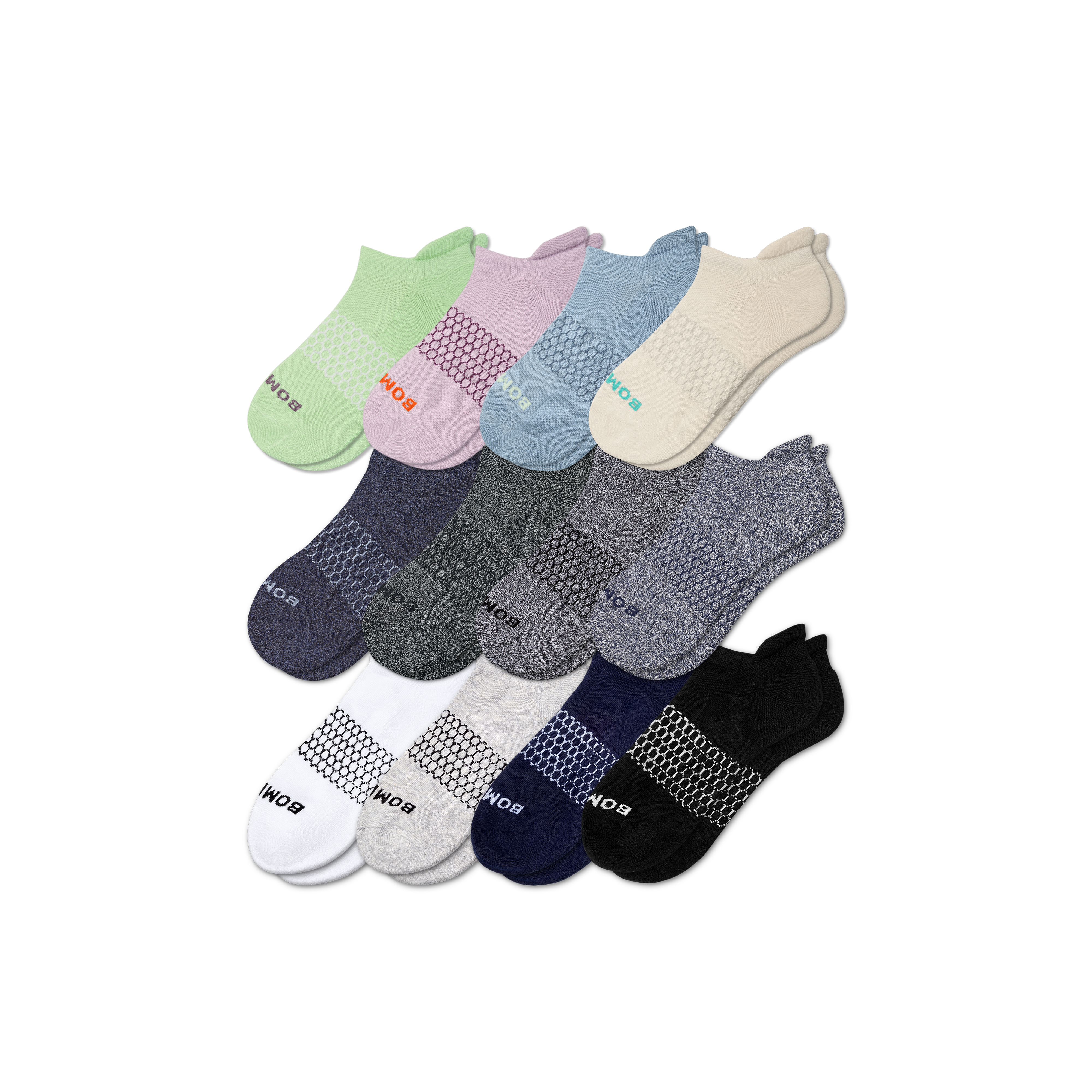 Bombas Ankle Sock 12-pack In Spearmint Solids Mix