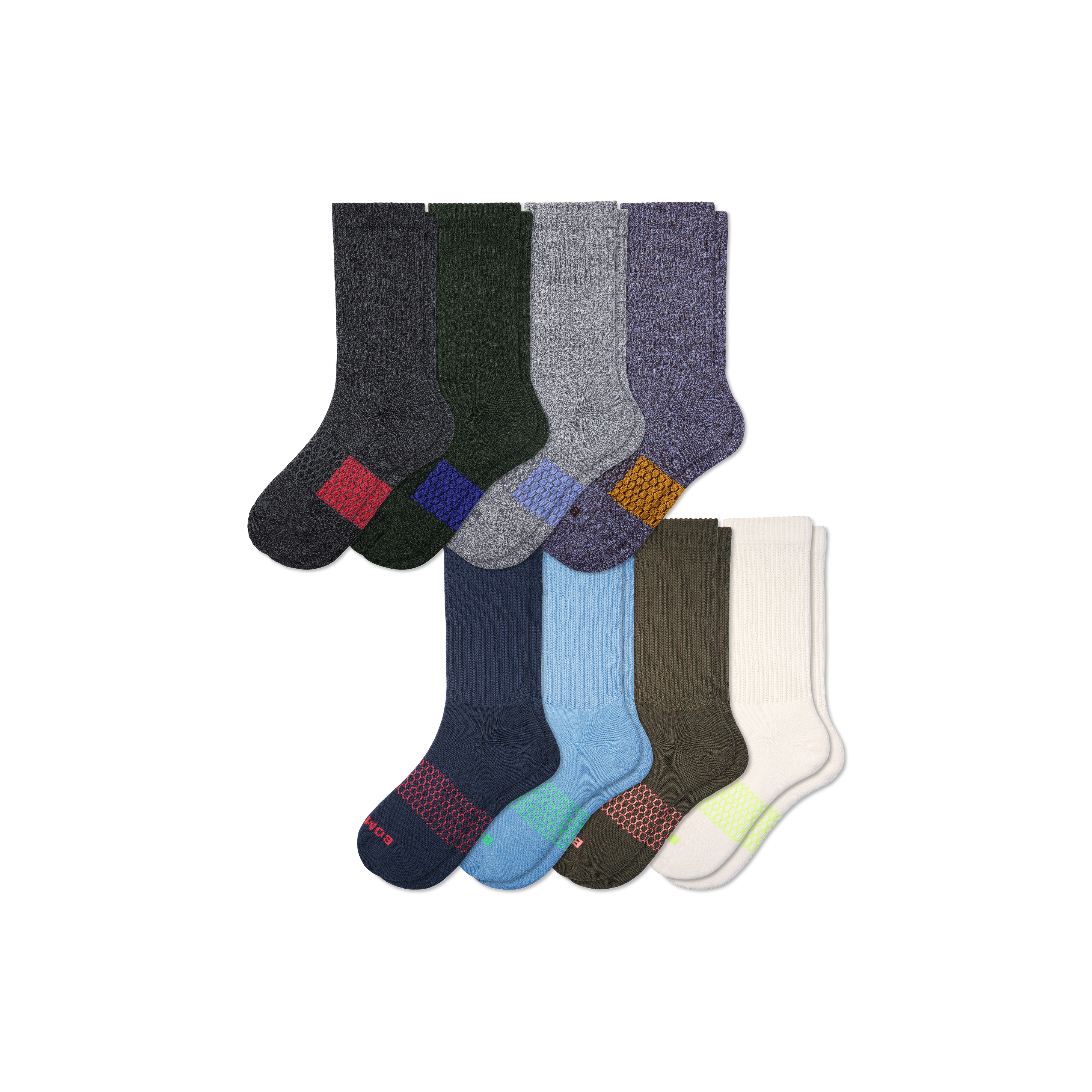 Bombas Calf Sock 8-pack In Marls Solids Mix