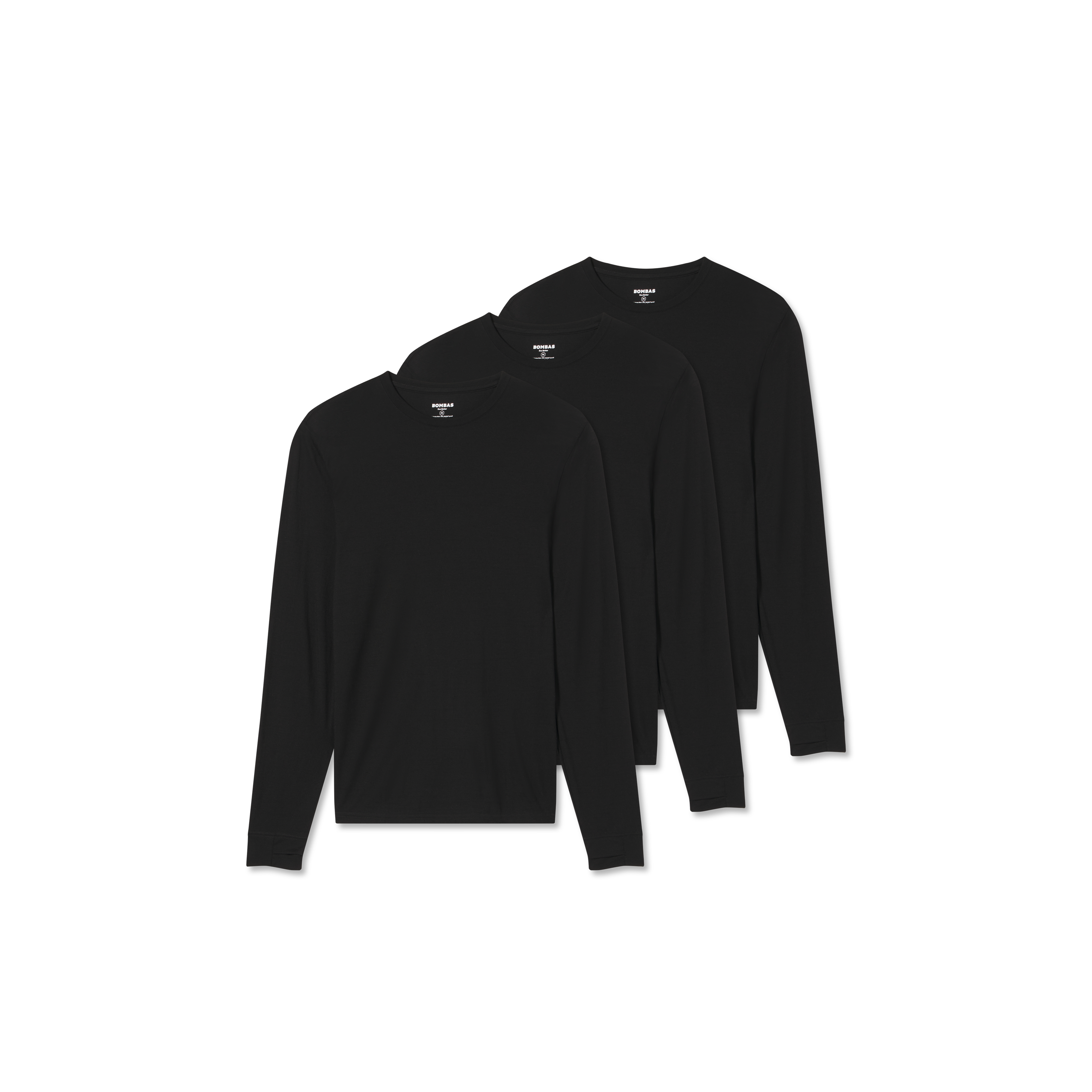 Men's Merino Wool Blend Crew Neck Long Sleeve T-Shirt 3-Pack - Bombas