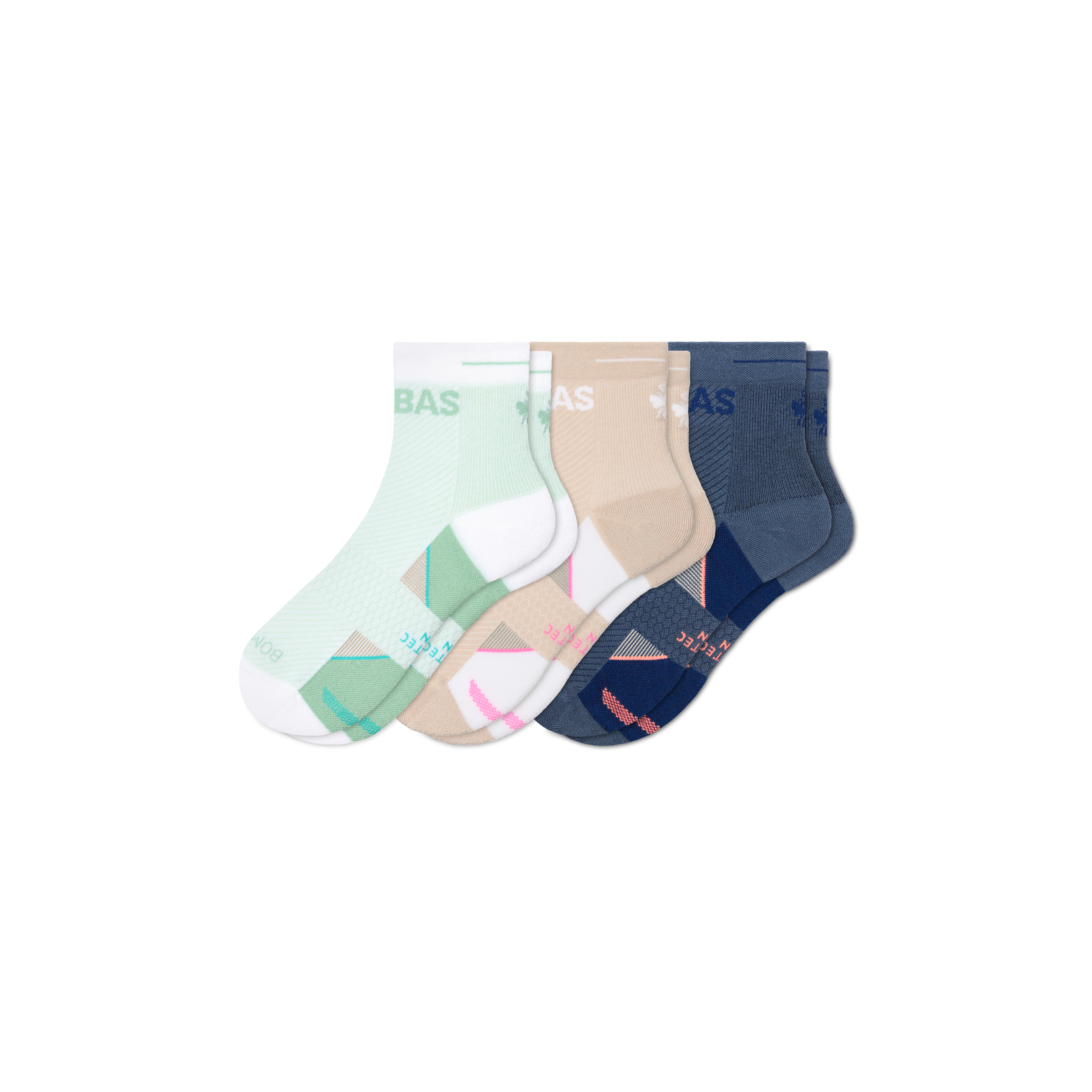 Bombas Running Quarter Sock 3-pack In Black