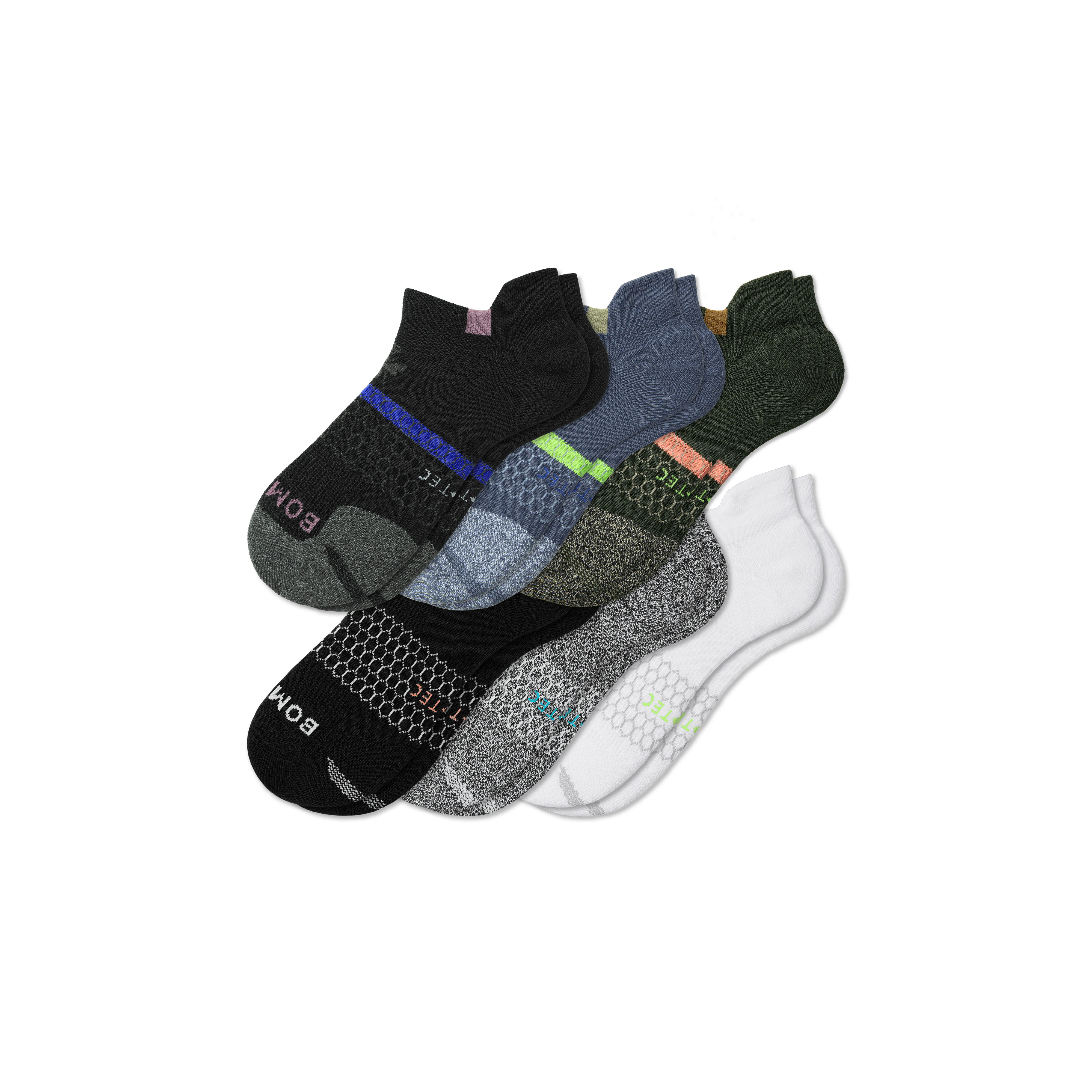 Shop Bombas All-purpose Performance Ankle Sock 6-pack In Storm Multi
