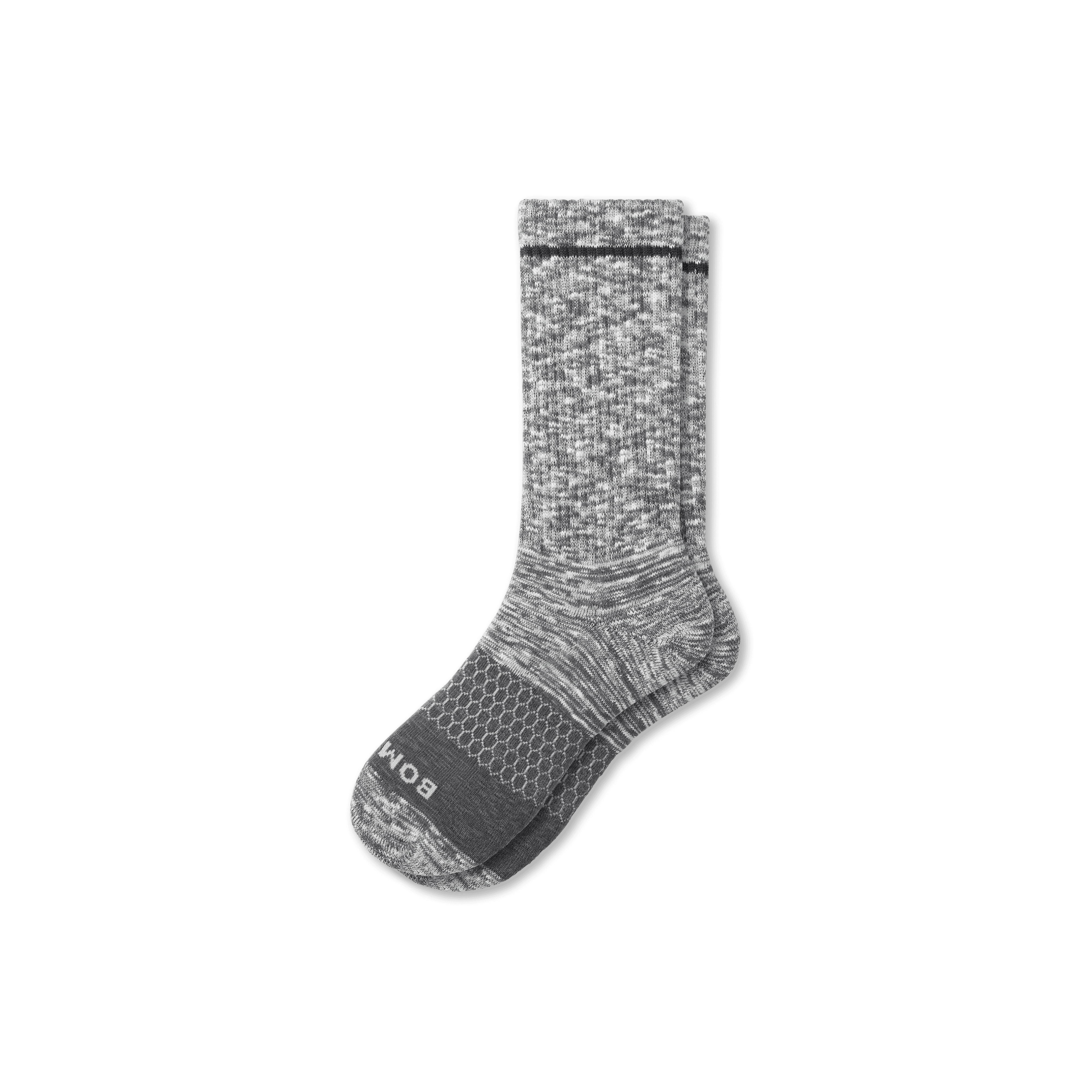 Bombas Summer Slub Calf Socks In Washed Black