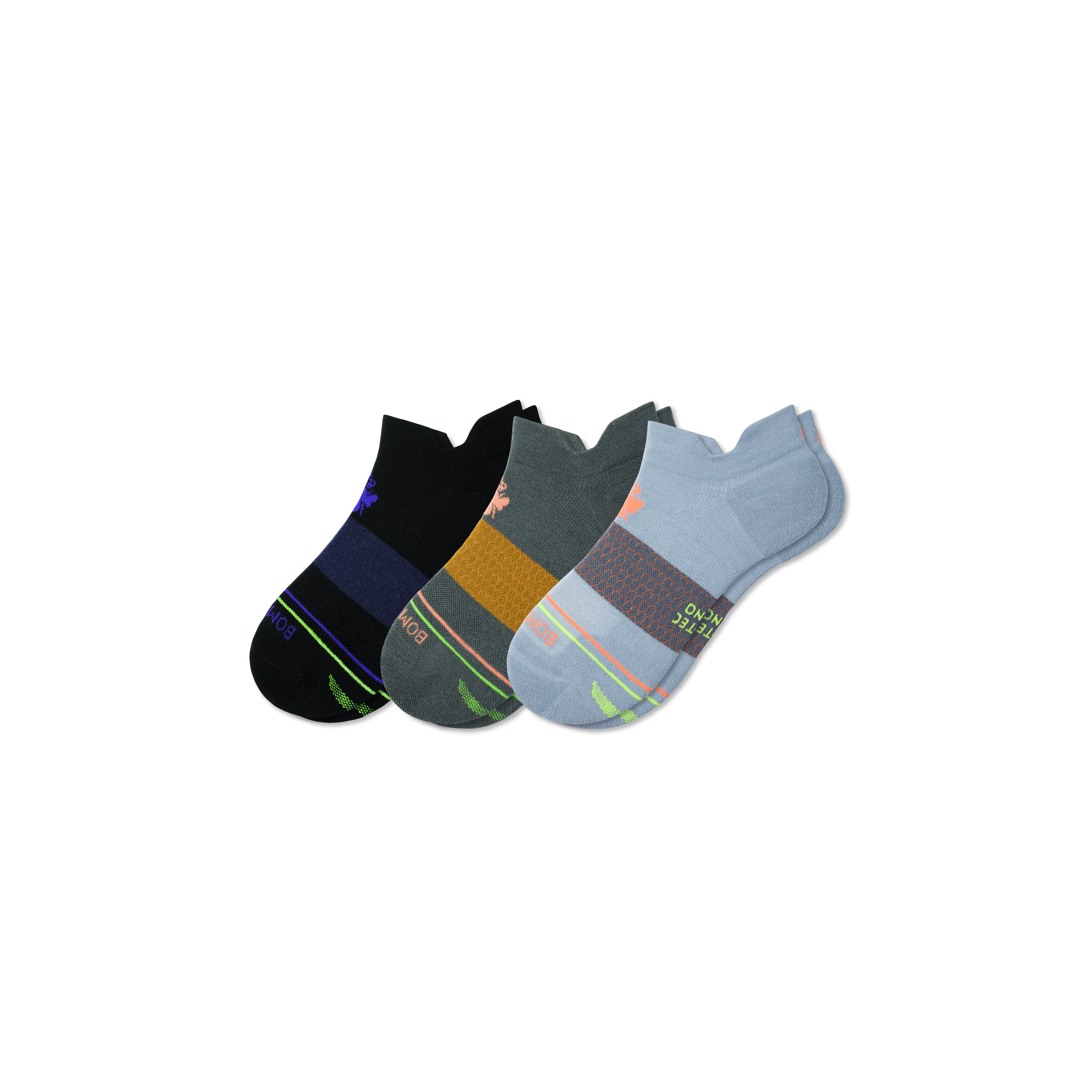 Shop Bombas Merino Wool Blend Athletic Ankle Sock 3-pack In Moss Ocean Mix
