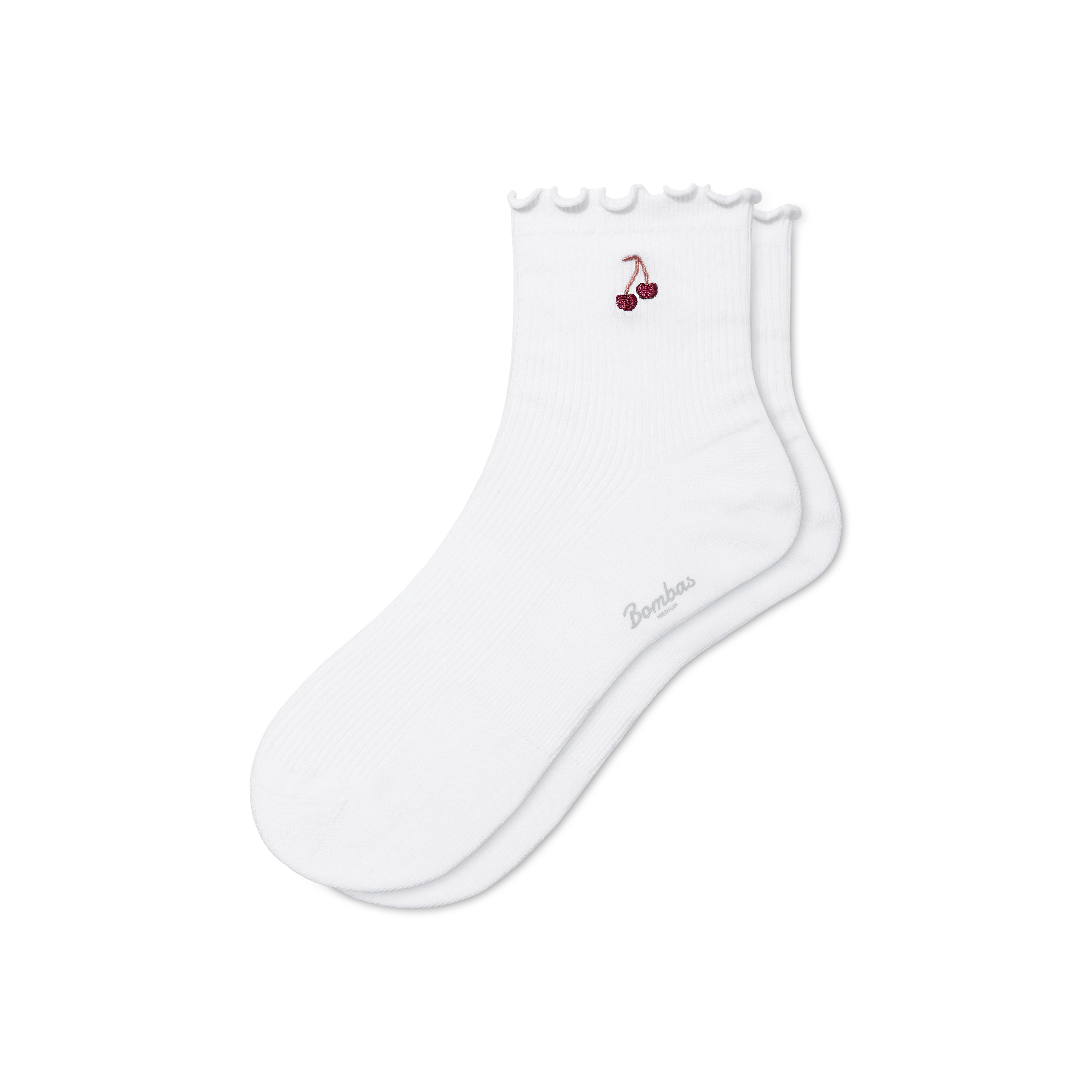 Bombas Ruffle Rib Quarter Socks In White