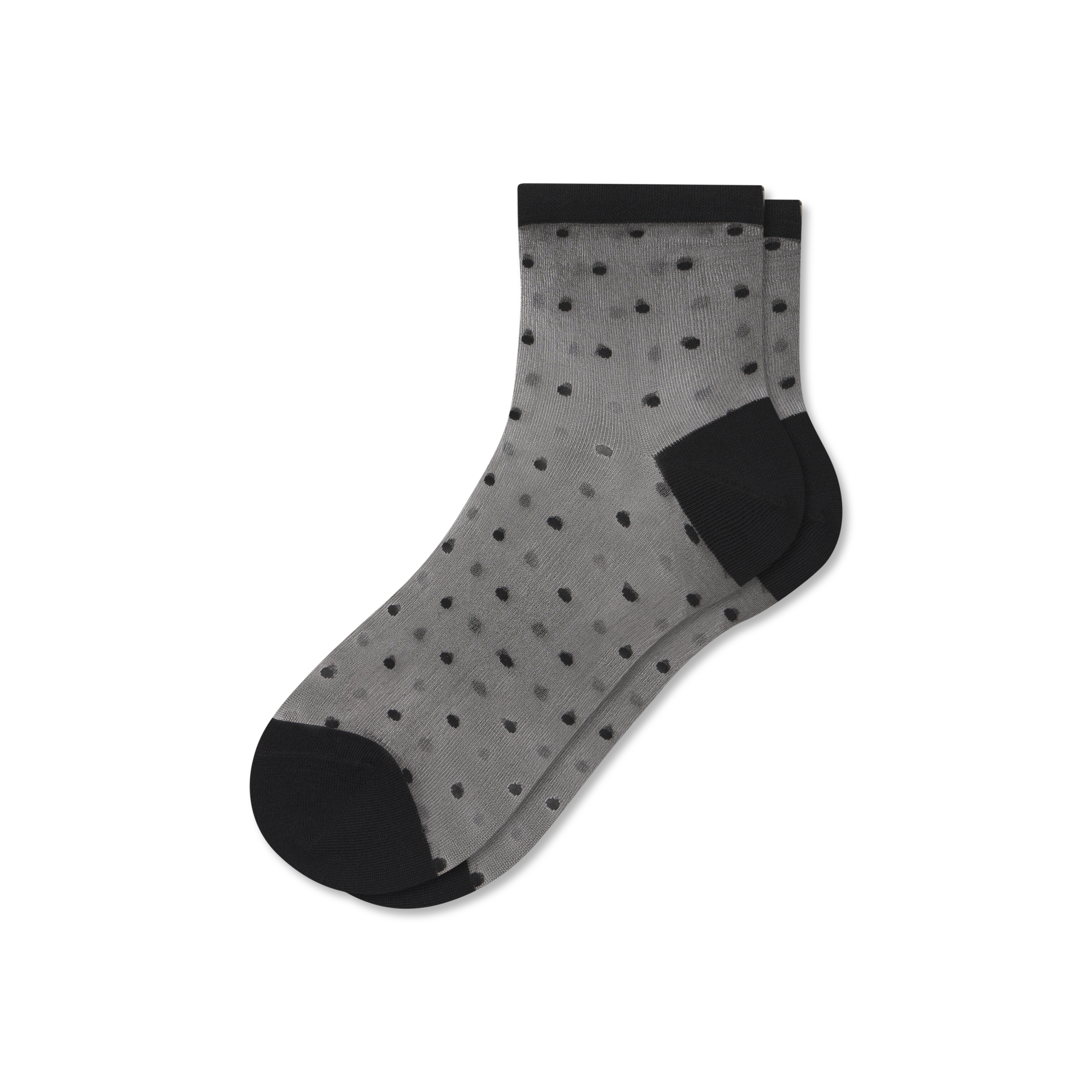 Bombas Sheer Polka Dot Quarter Socks In Black