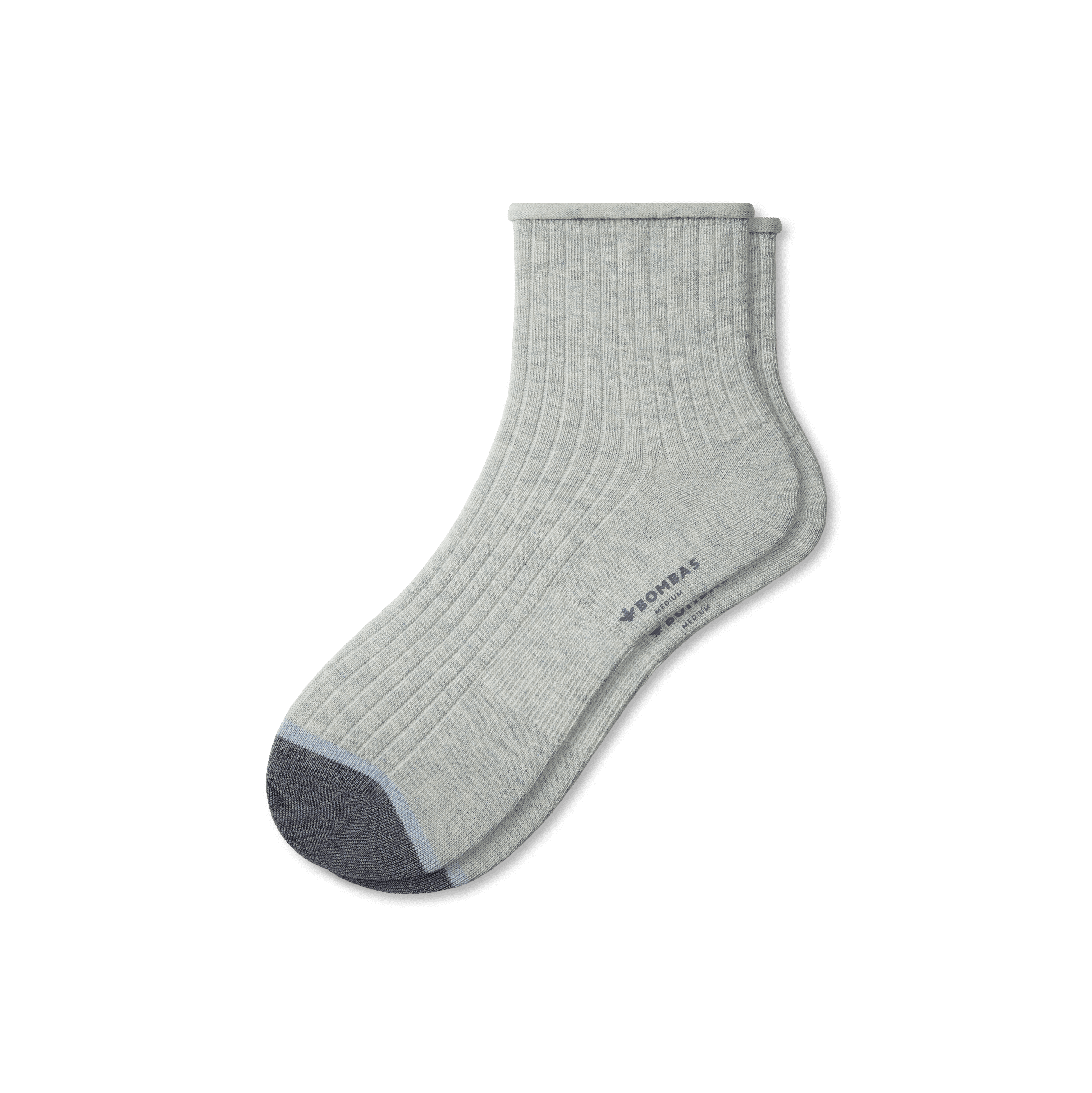 Bombas Roll-top Ribbed Quarter Socks In Sea Haze