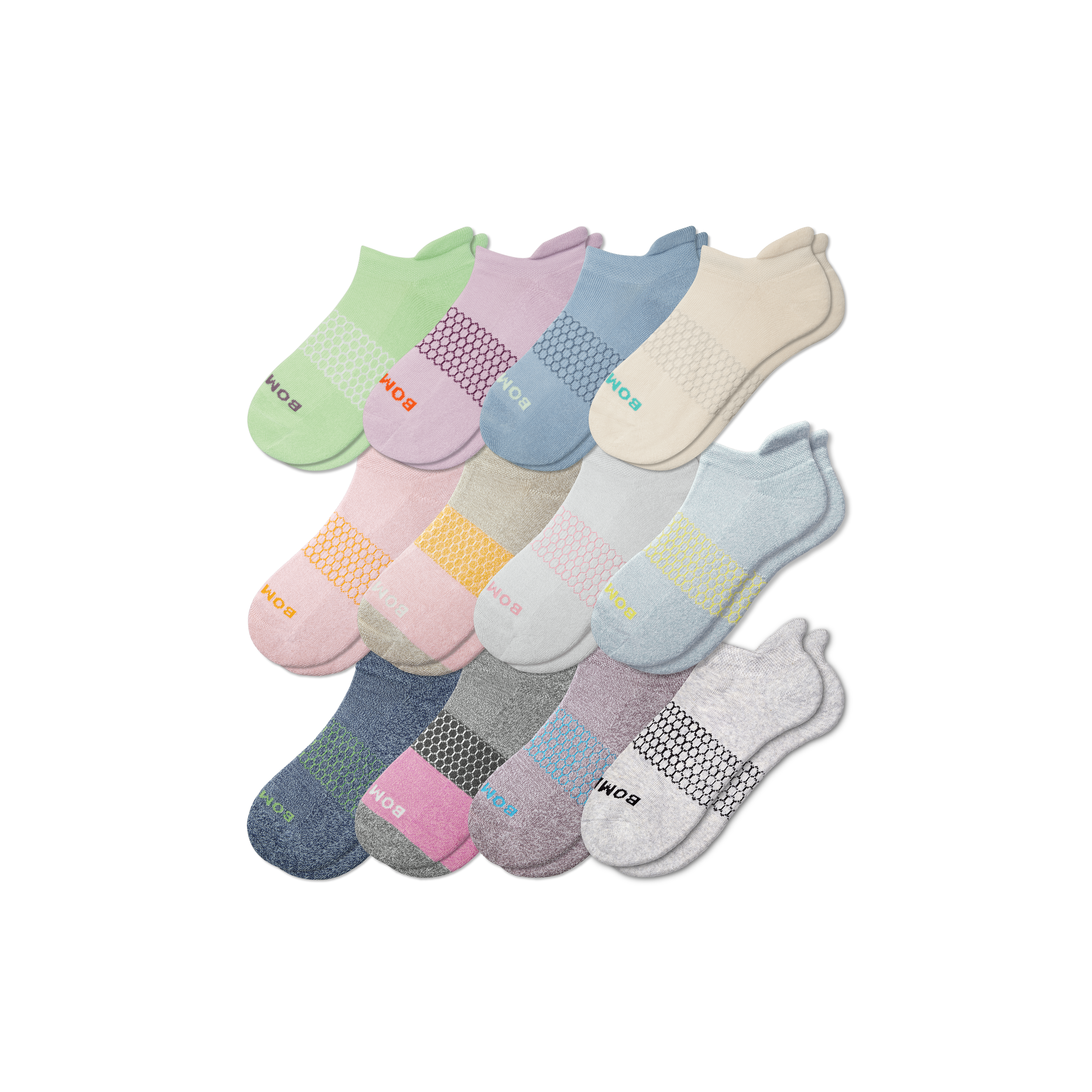 Bombas Ankle Sock 12-pack In Spearmint Marls Mix