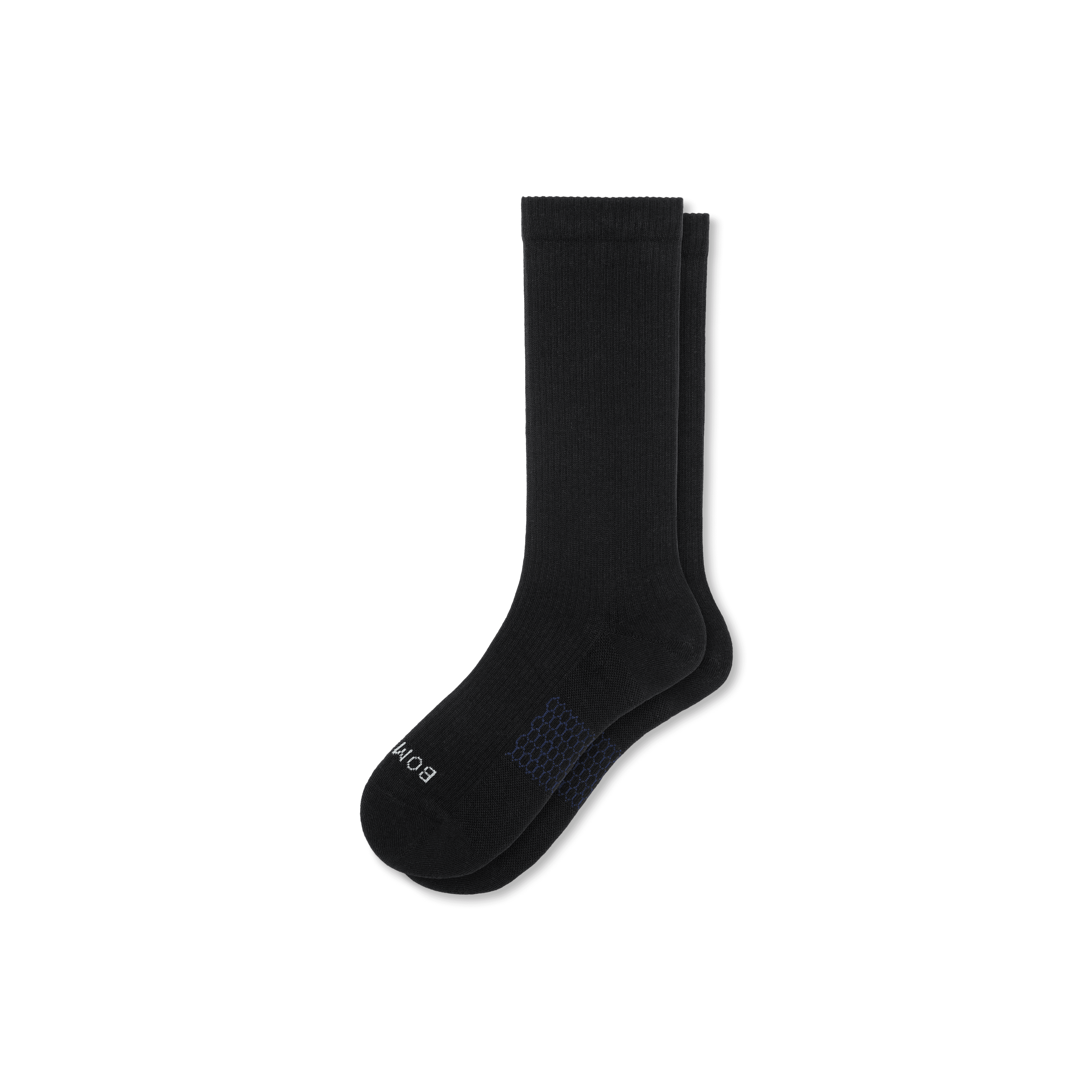 Men's Modern Rib Calf Socks - Black - Extra Large - Cotton Blend - Bombas