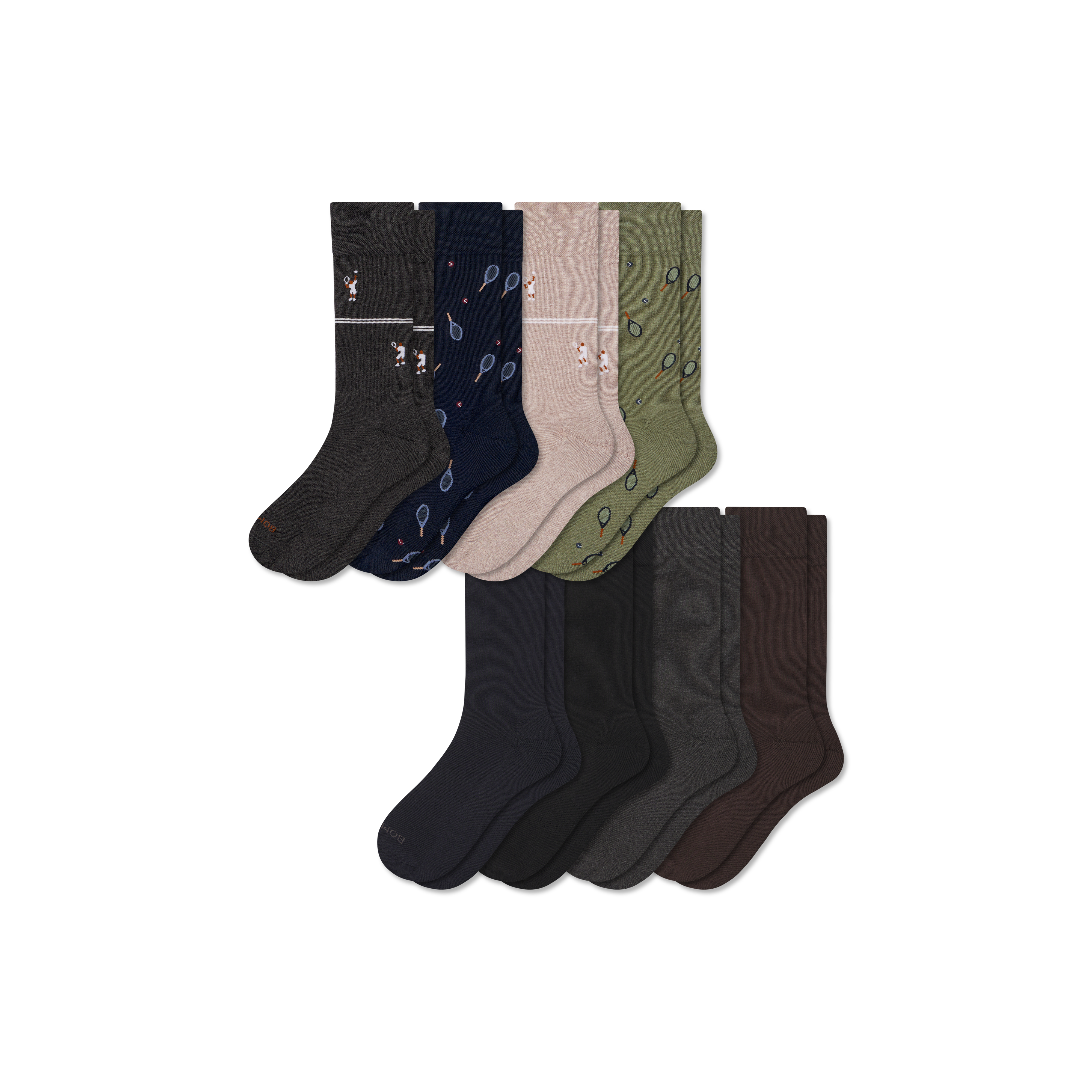 bombas dress socks Mens Medium Gray White Crew Comfort Cotton Blend Support New providing optimal coverage and support Men's Dress Calf Sock 8-Pack