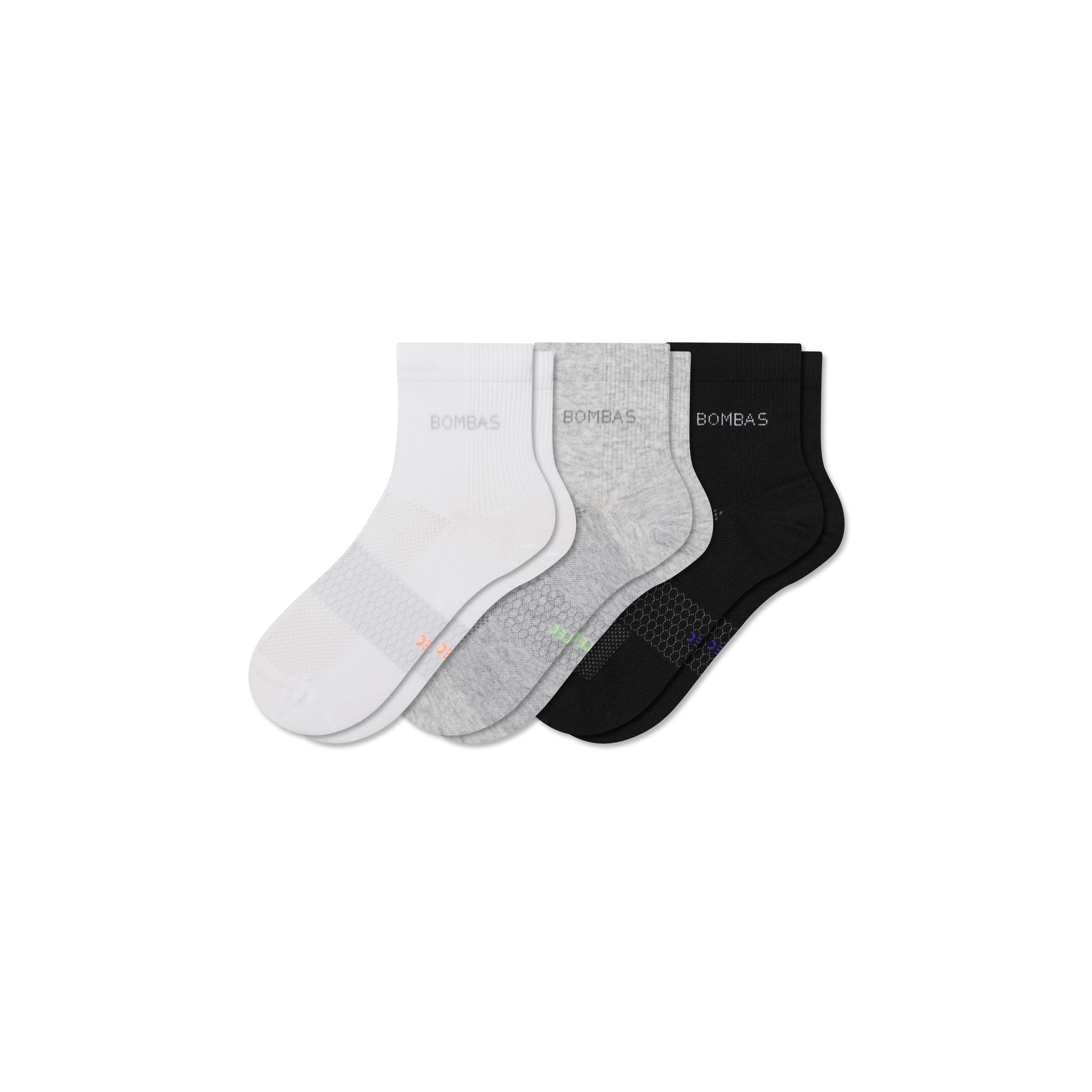 Bombas Lightweight Athletic Quarter Sock 3-pack In Multi