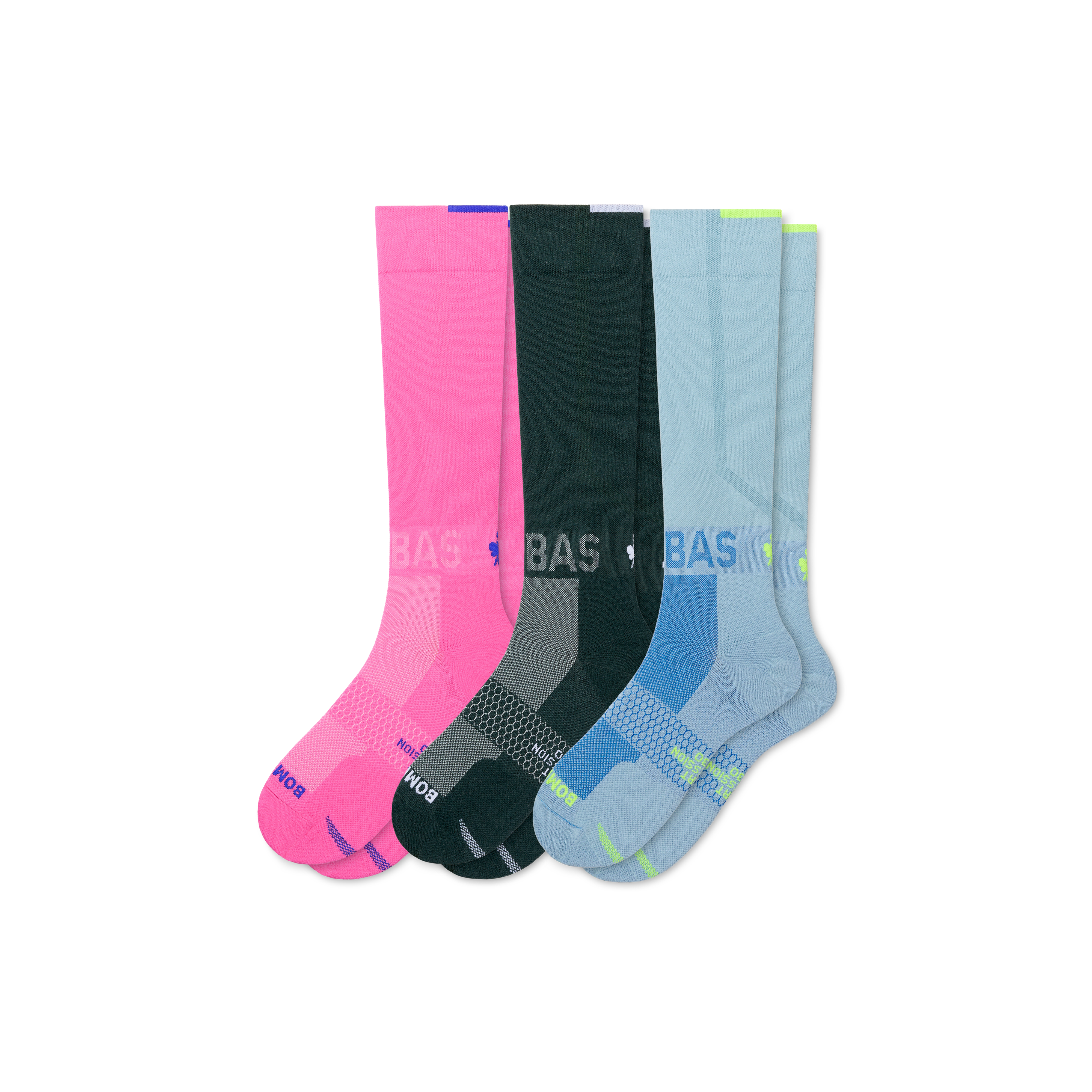Bombas Sport Compression Knee High Sock 3-pack (20-30mmhg) In Rose Blue Mix