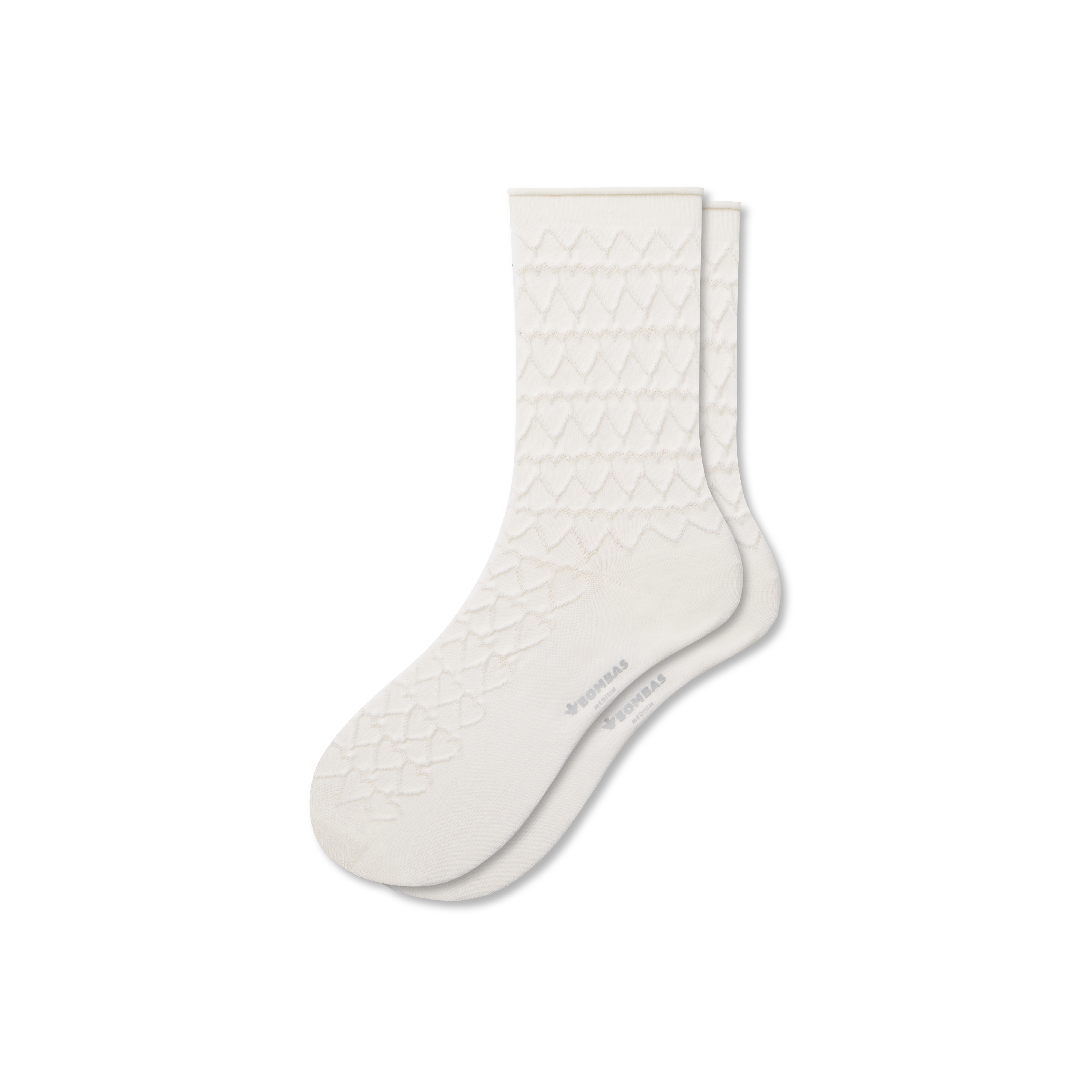 Bombas Hearts Half Calf Socks In Soft White