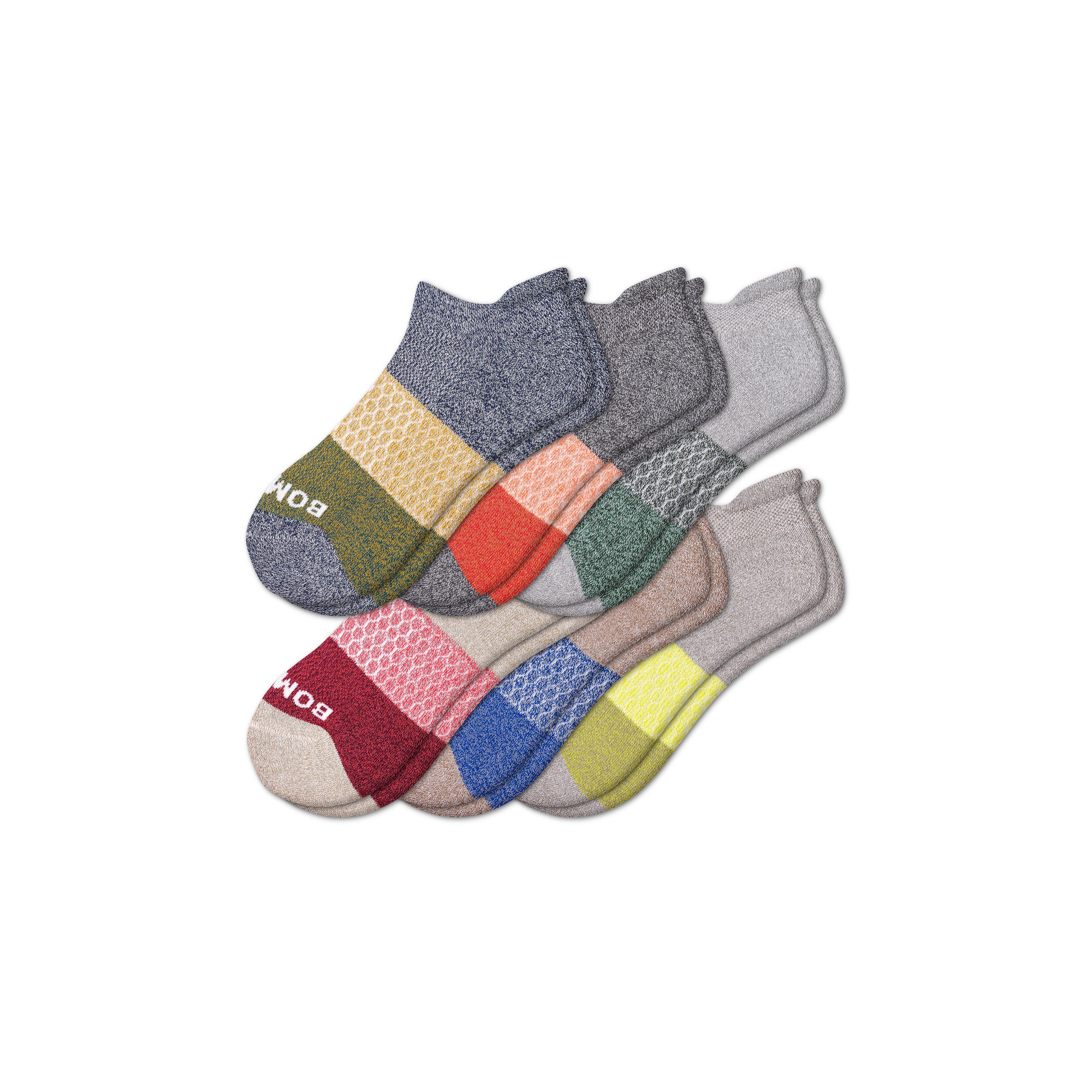 BOMBAS Women's Tri-Block fashion Marl Ankle Sock 6-Pack /Size Small/22706