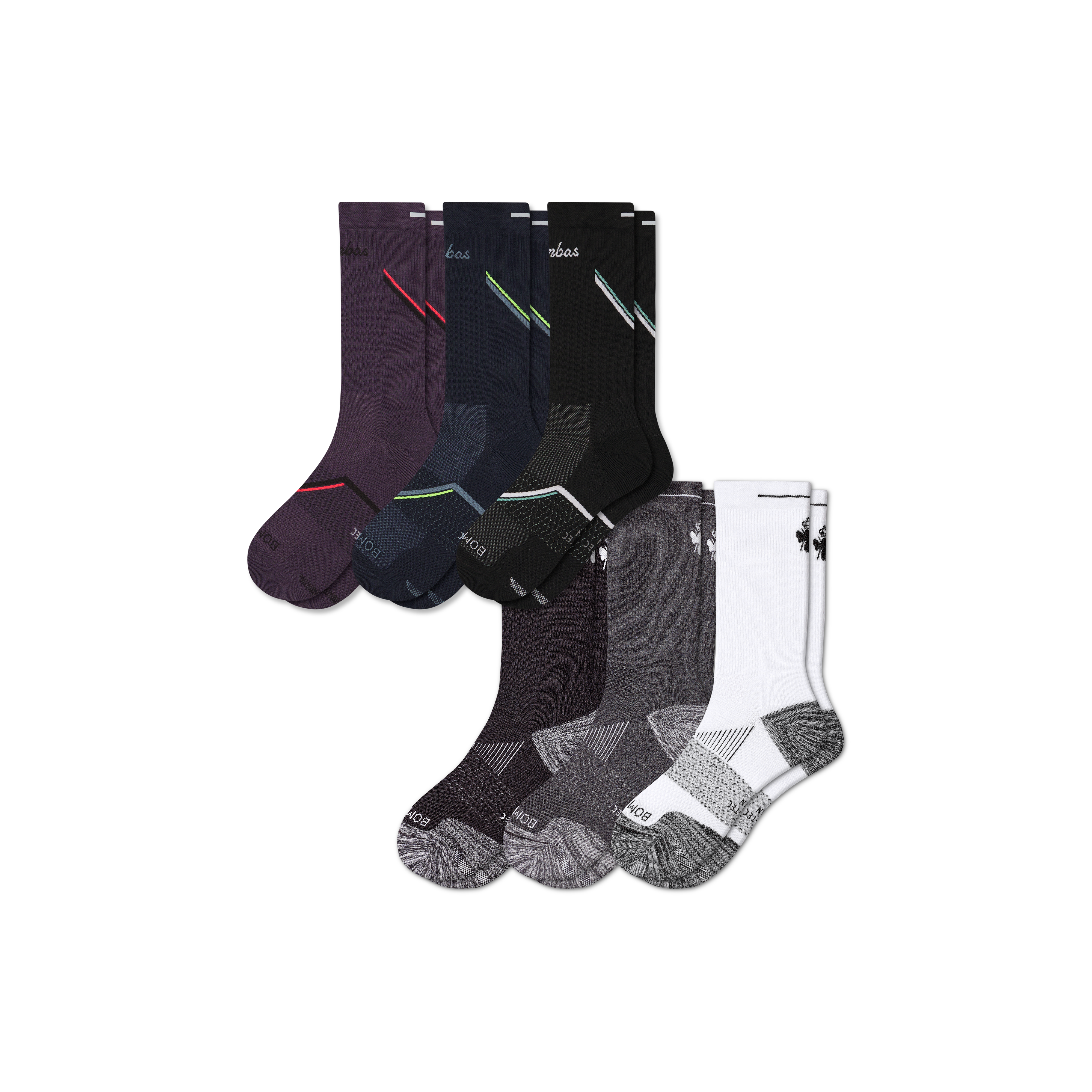 Bombas Running Calf Sock 6-pack In Multi