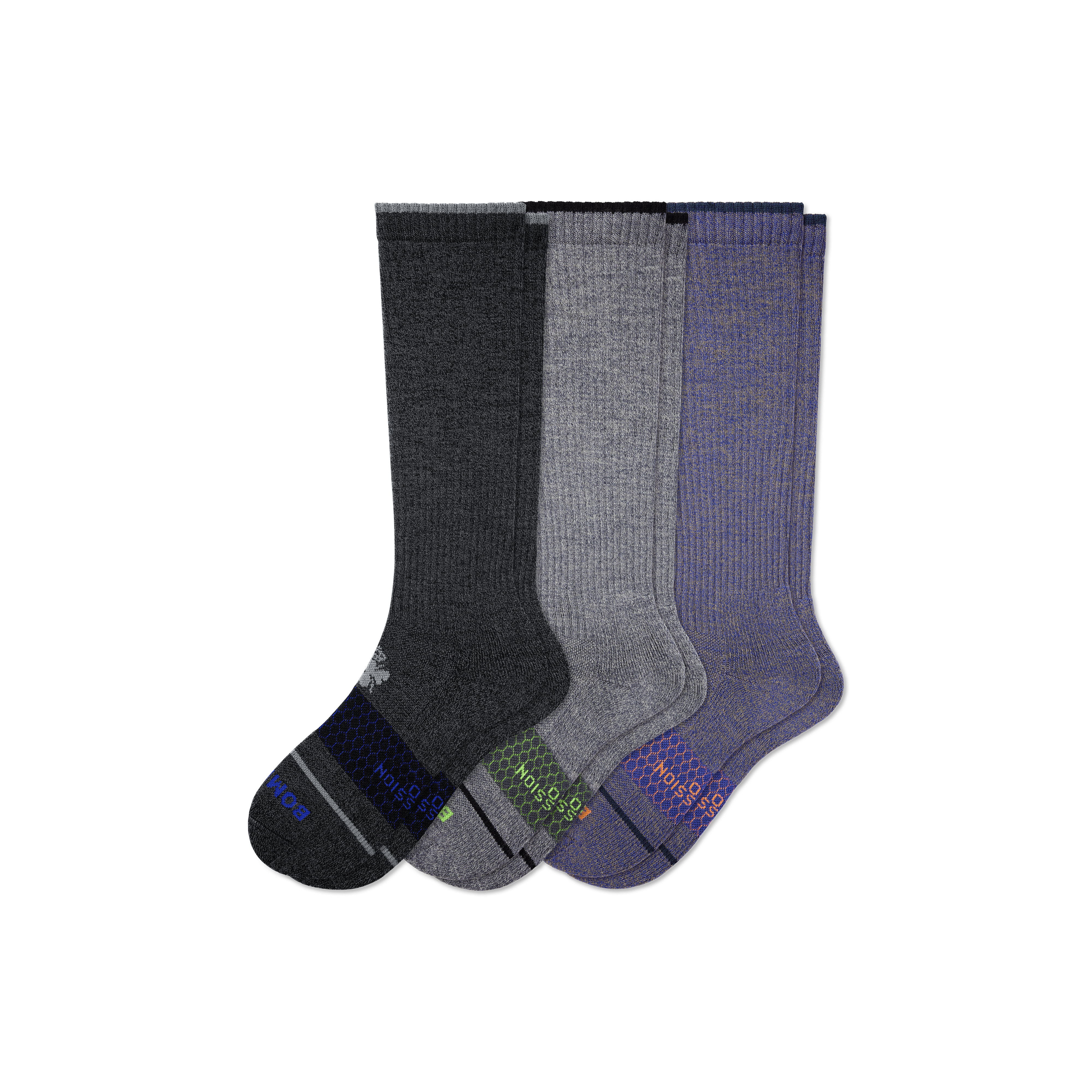 Bombas Merino Wool Blend Everyday Compression Sock 3-pack (15-20mmhg) In Black Galaxy Mix