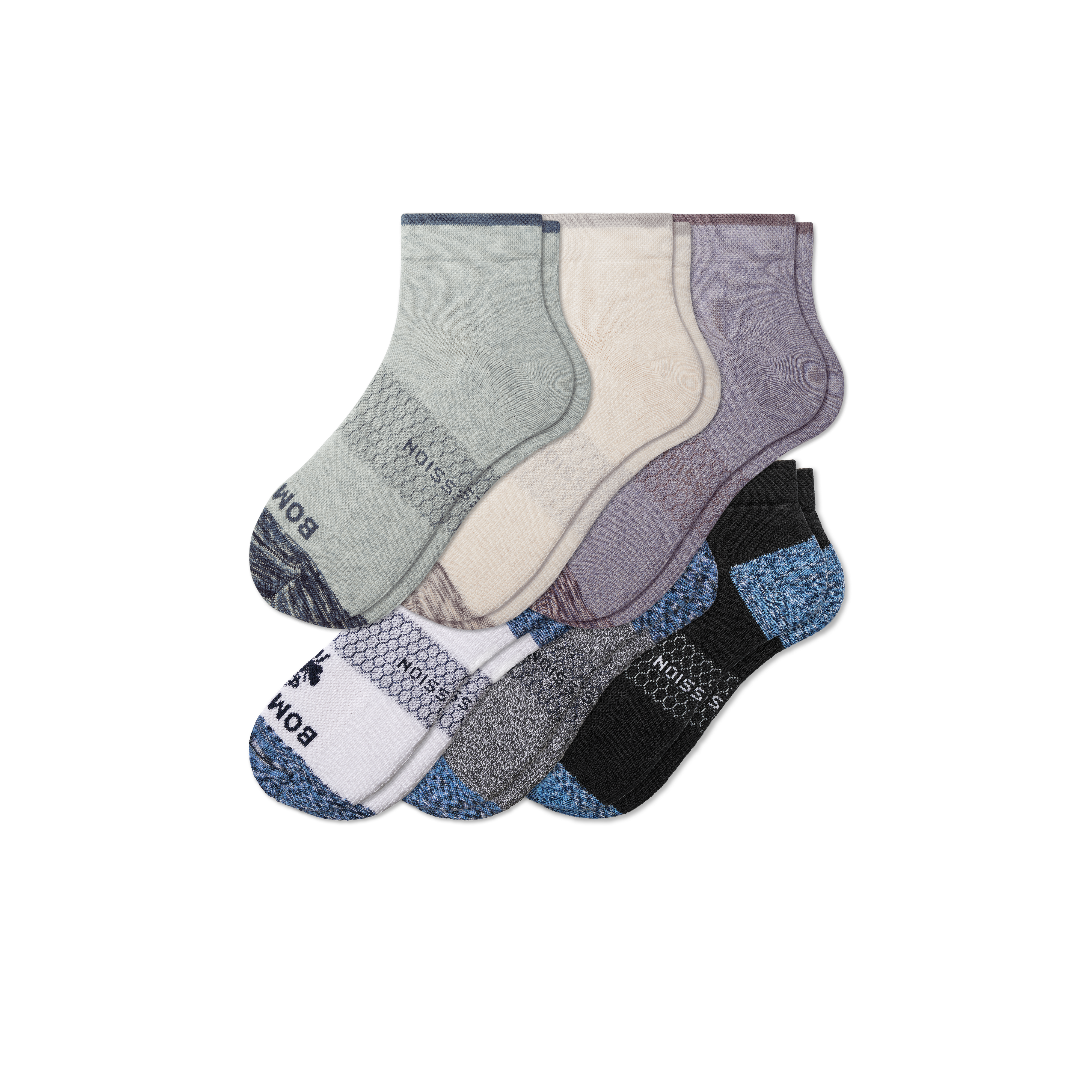 Bombas Ankle Compression Socks 6-pack In Lavender Solids Mix
