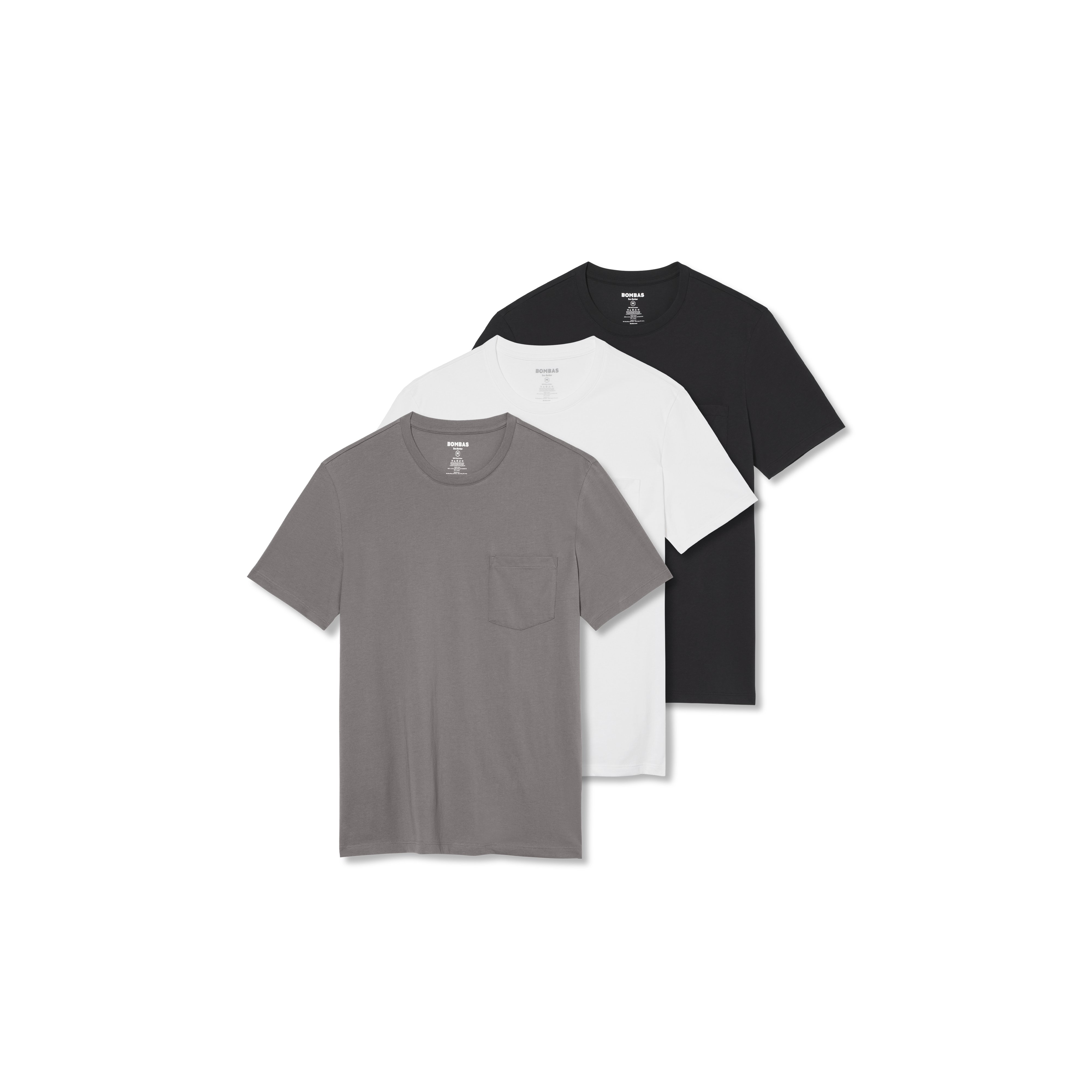 bombas Men's Pima Cotton Pocket Crew Neck T-Shirt 3-Pack