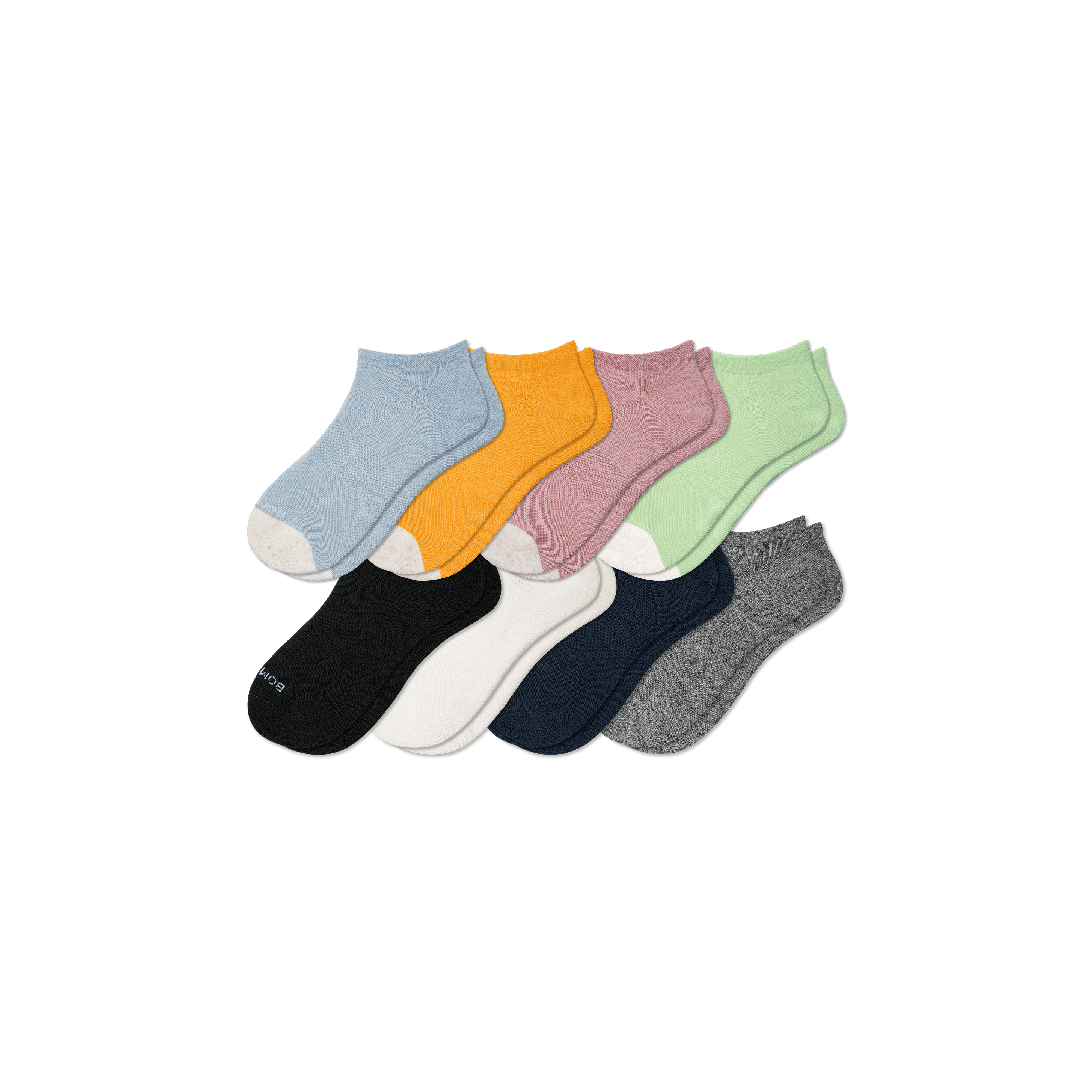 Bombas Lightweight Ankle Sock 8-pack In Spearmint Solids Mix