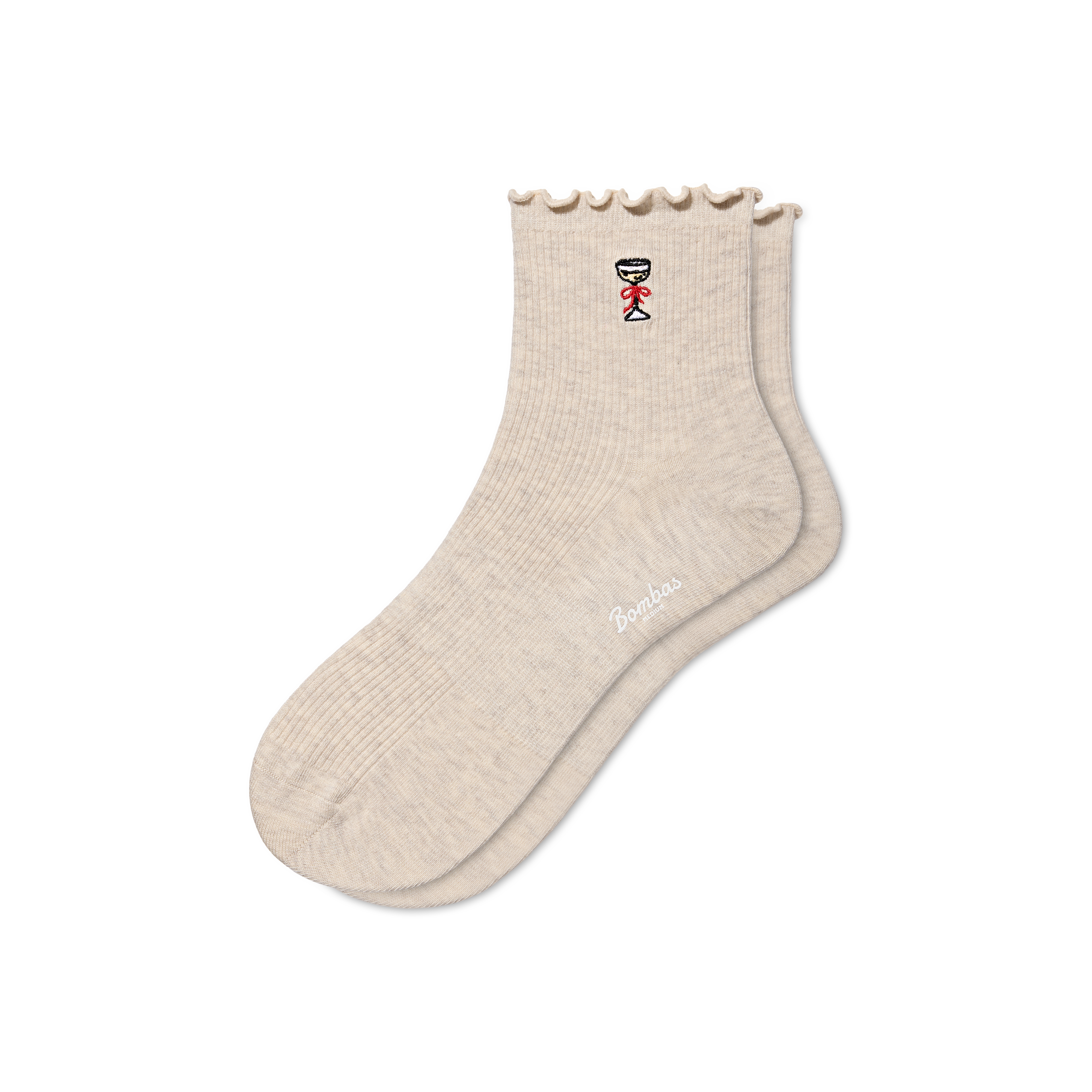 Bombas Ruffle Rib Quarter Socks In Neutral