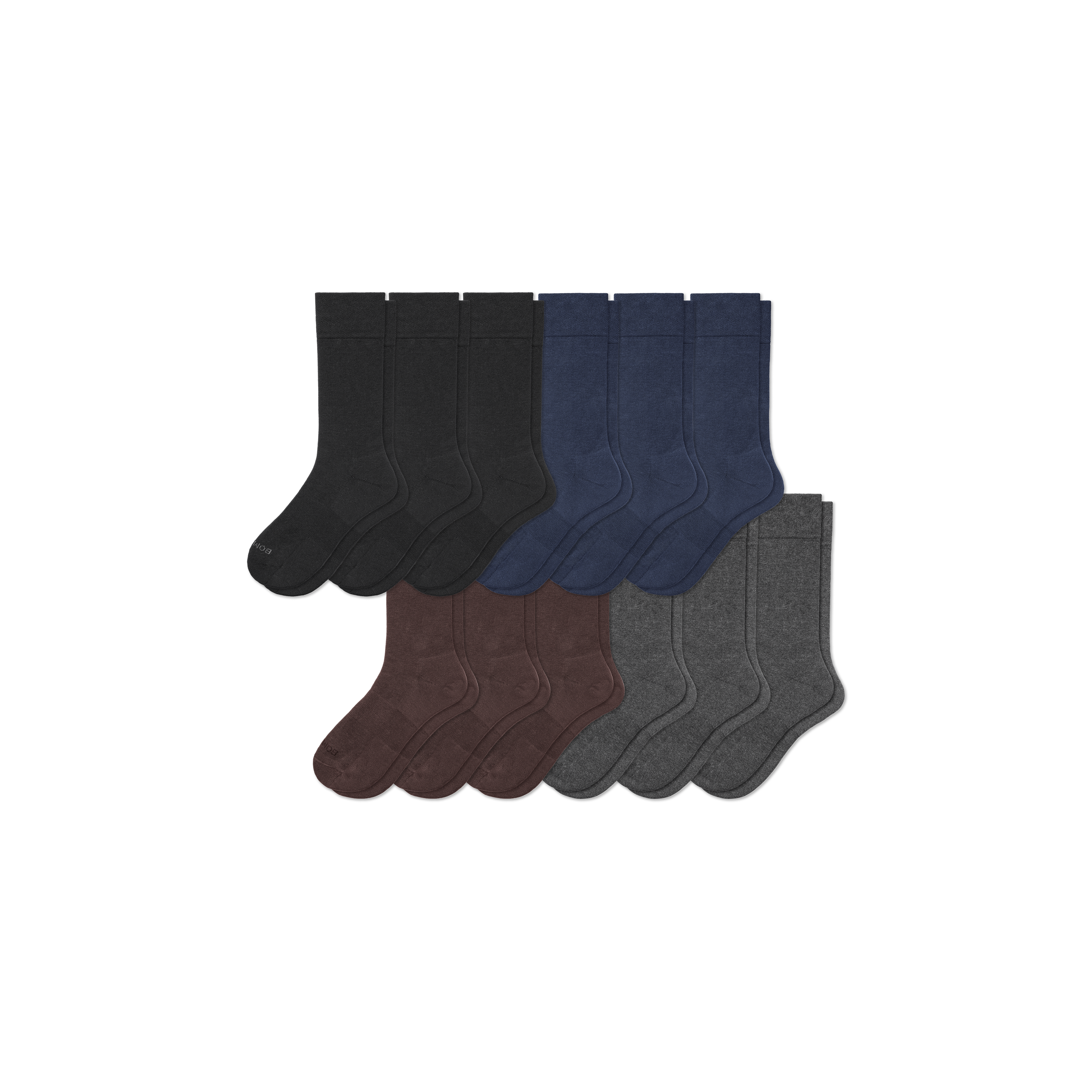 Bombas Dress Calf Sock 12-pack In Navy Brown Mix