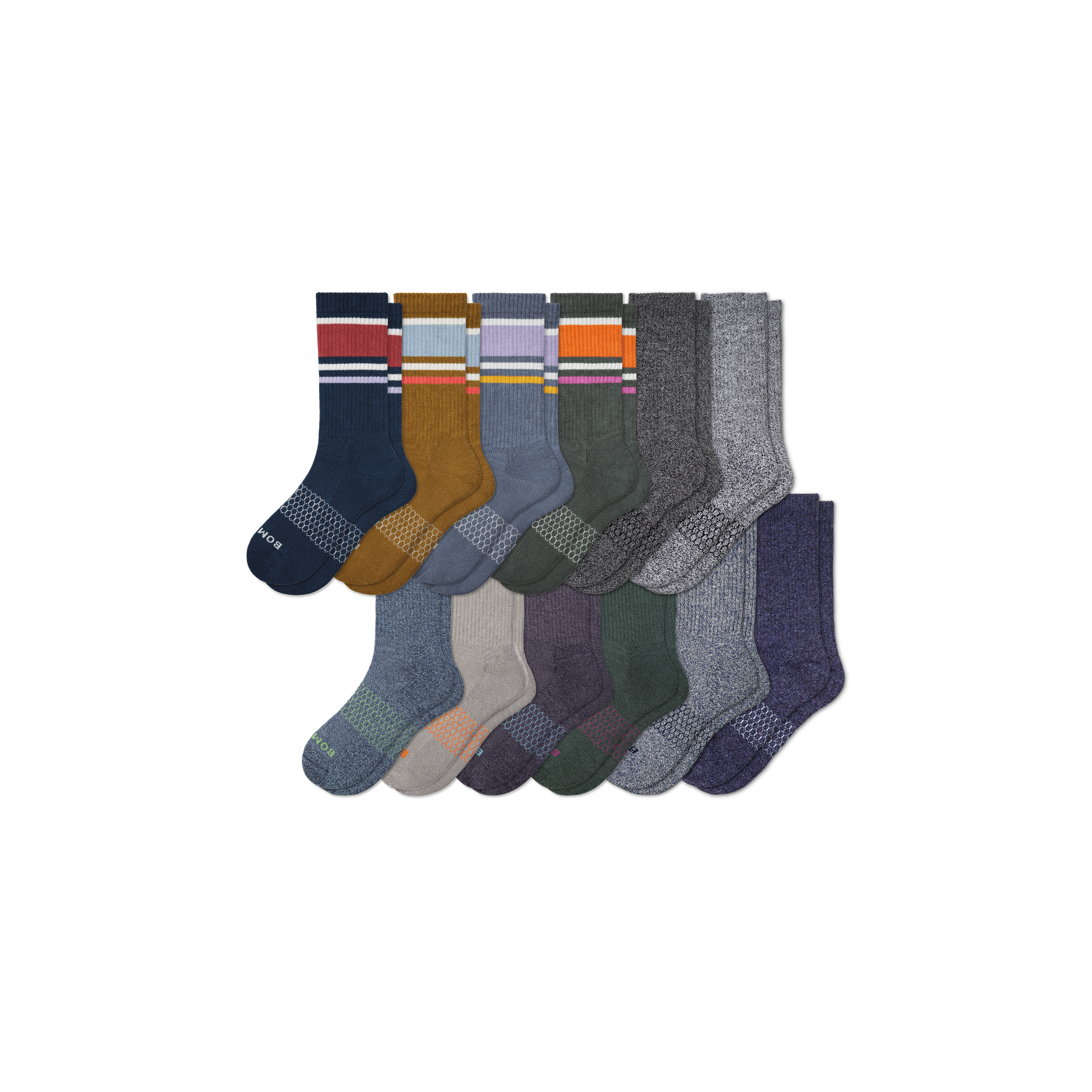 Bombas Calf Sock 12-pack In Meteor Stripe Mix