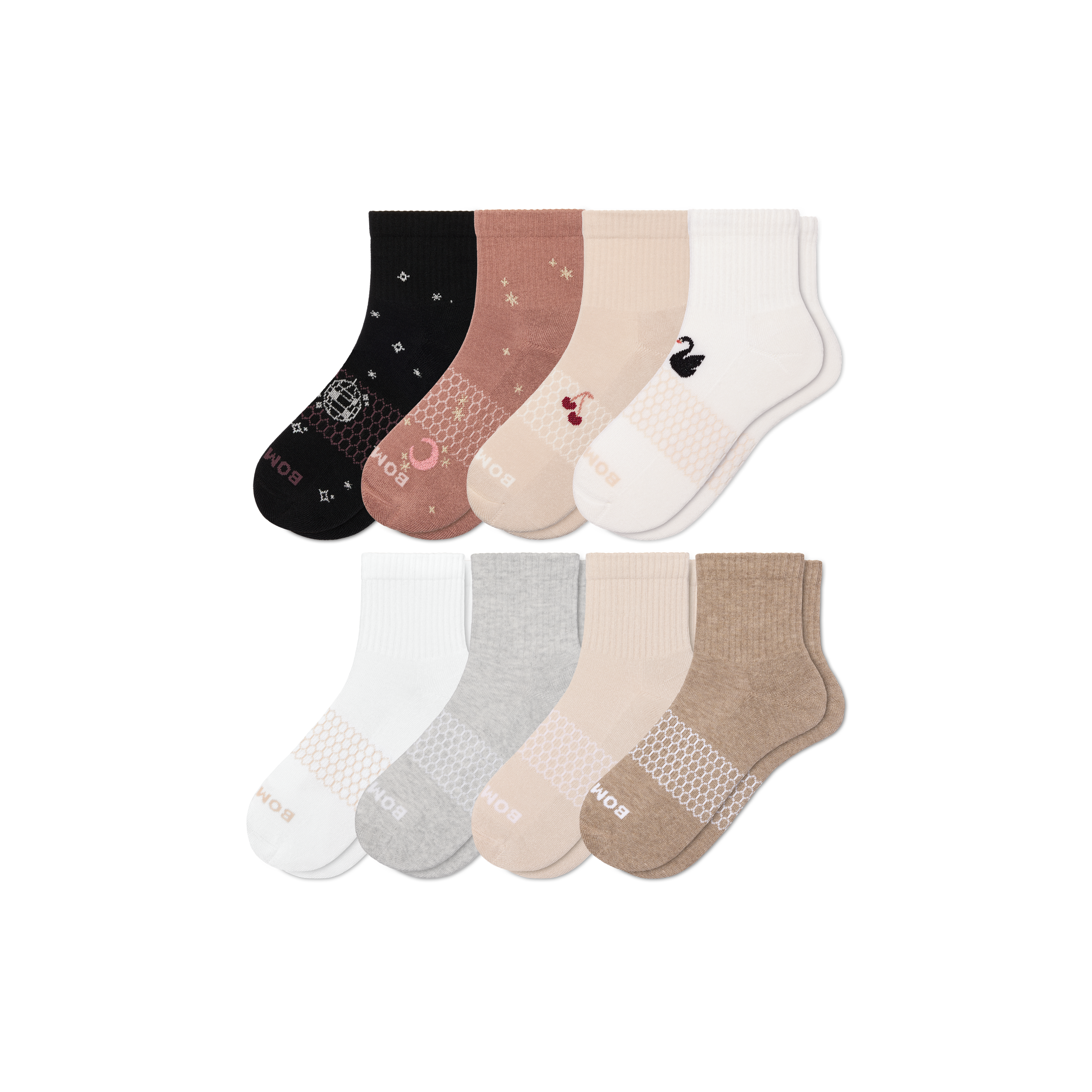 Bombas Quarter Sock 8-pack In Disco Neutrals Mix