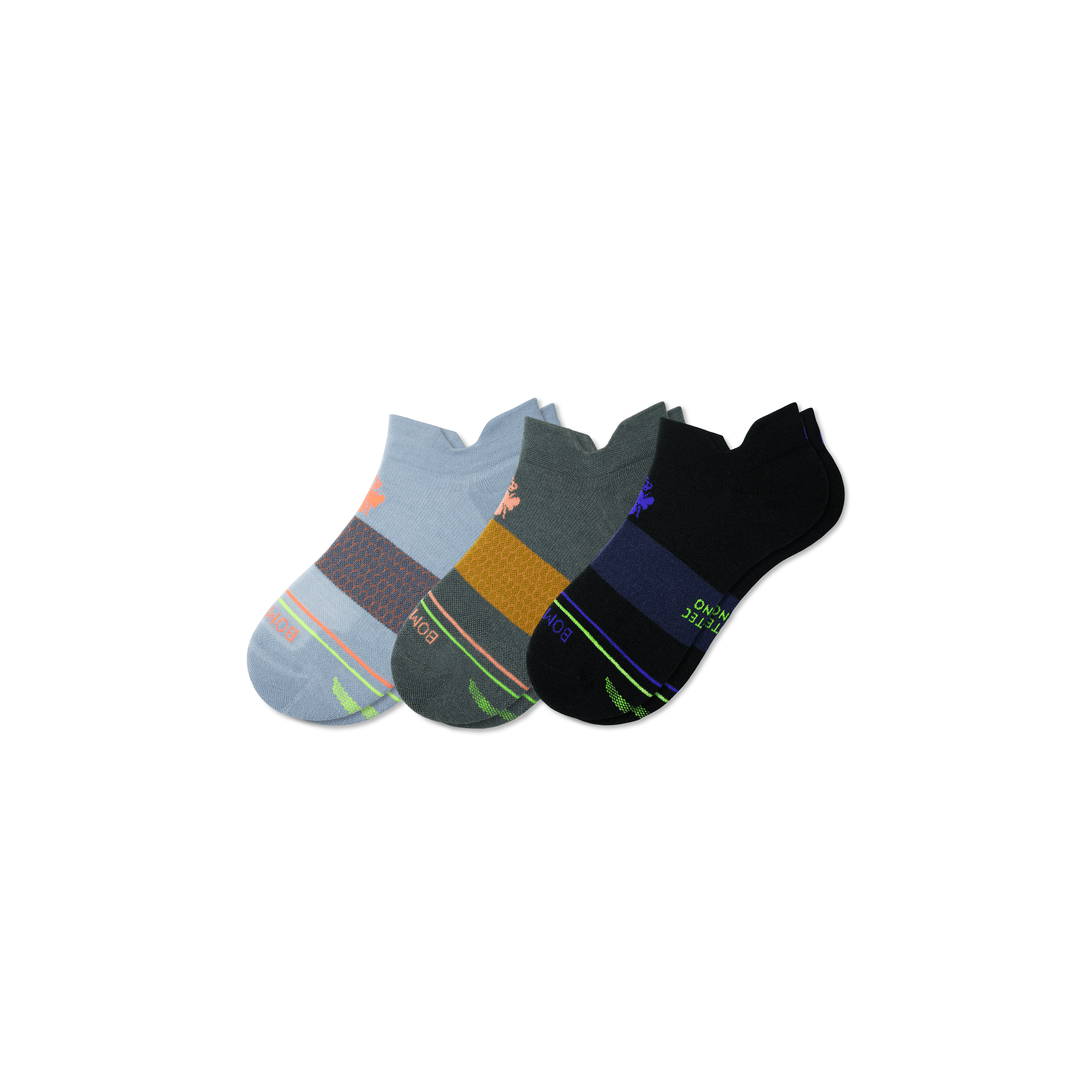 Shop Bombas Merino Wool Blend Athletic Ankle Sock 3-pack In Moss Ocean Mix