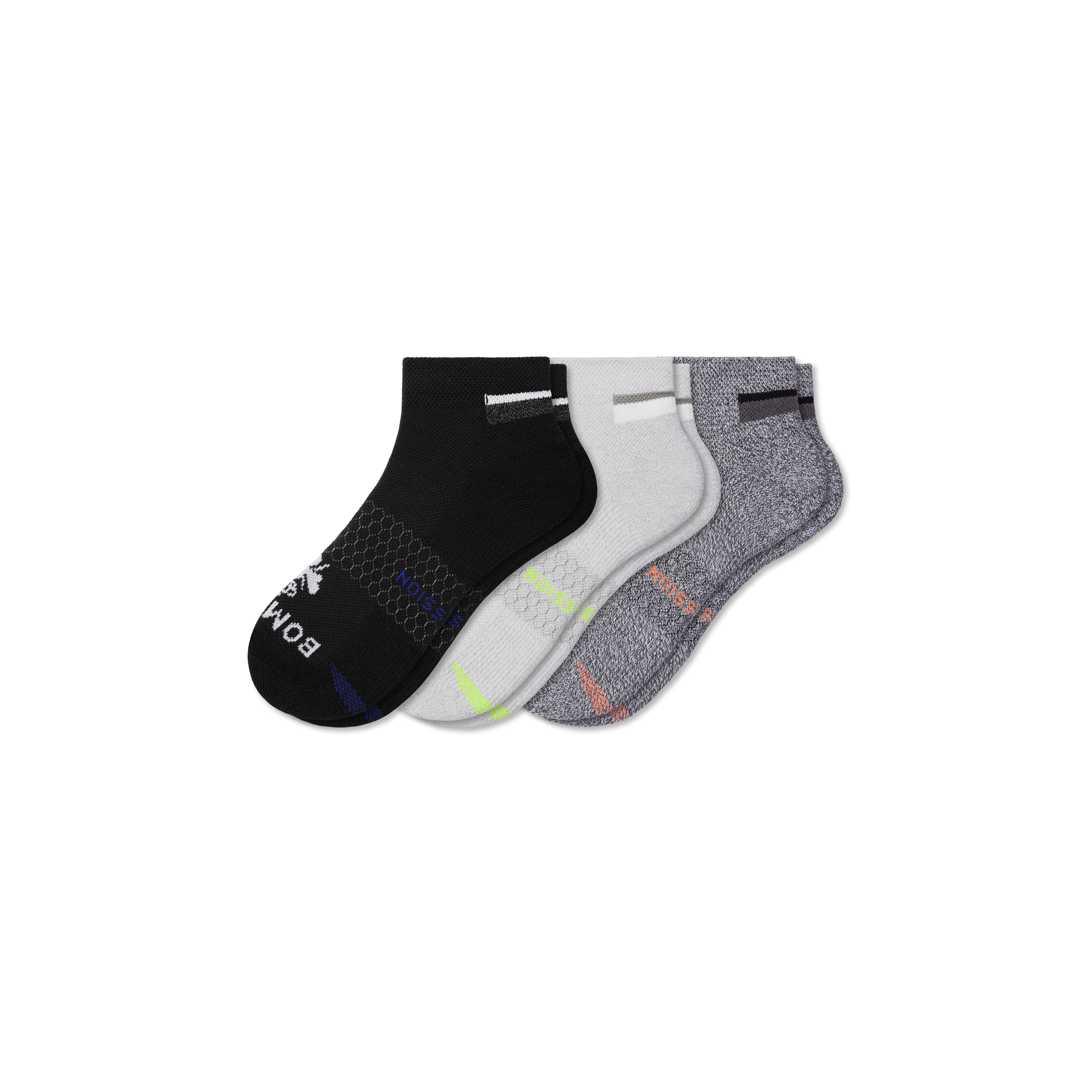 Bombas Performance Compression Ankle Socks 3-pack In Black Charcoal Grey